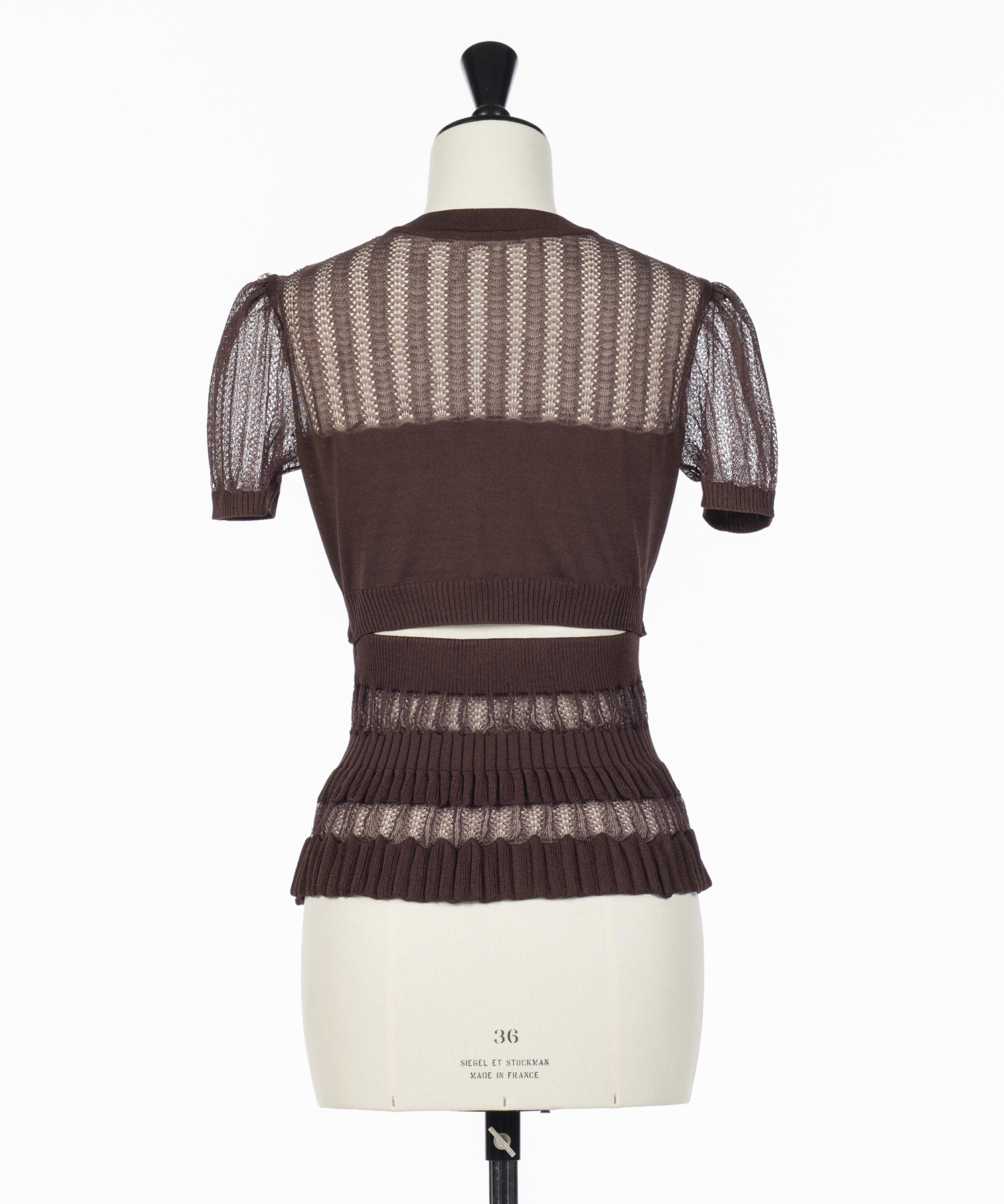 CONVERTIBLE SHEER STRIPE KNIT CARDIGAN FETICO