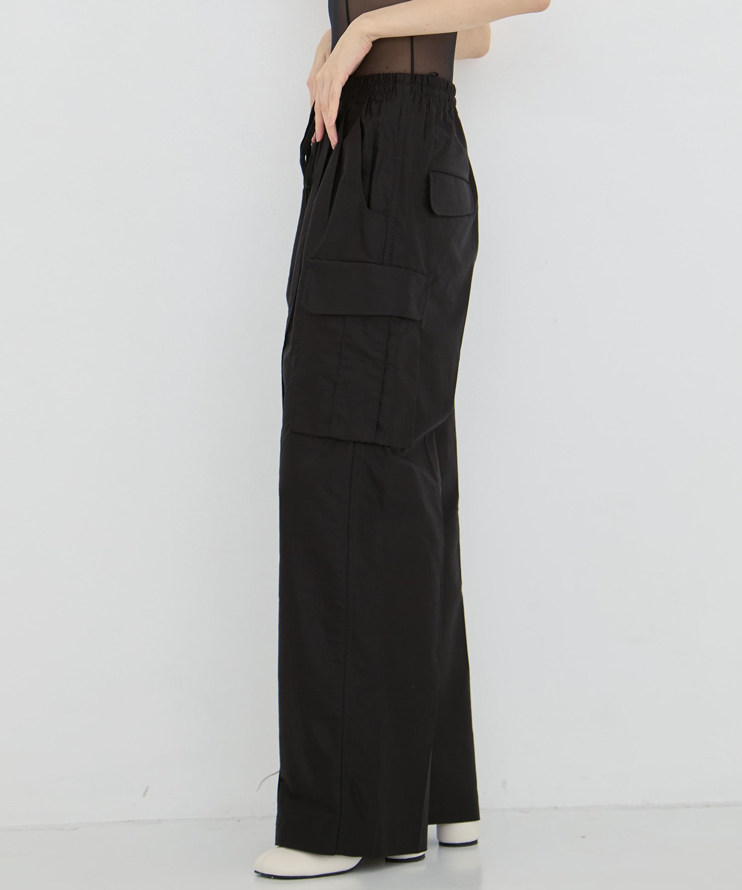 Cotton High Waisted Cargo Trousers Mame Kurogouchi
