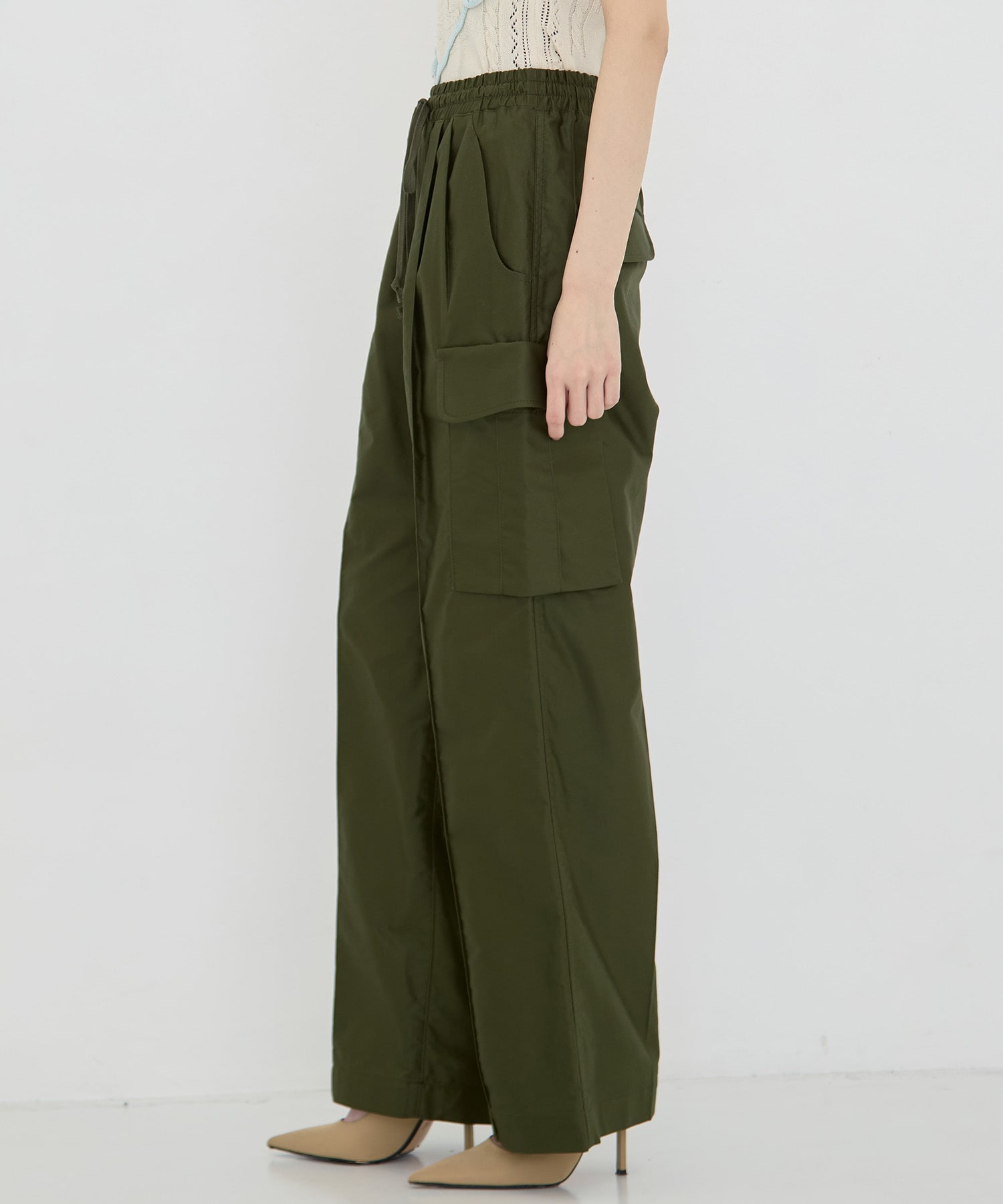 Cotton High Waisted Cargo Trousers Mame Kurogouchi