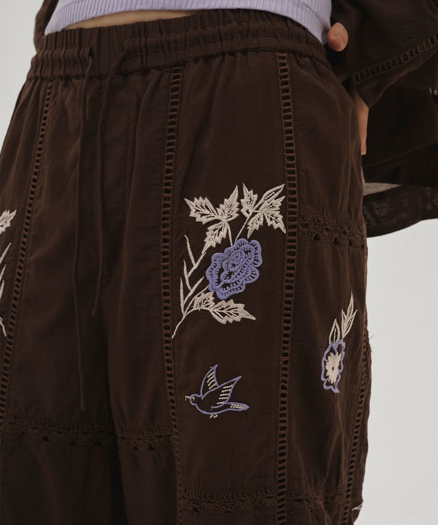 Embroidery Patchwork Trousers TODAYFUL