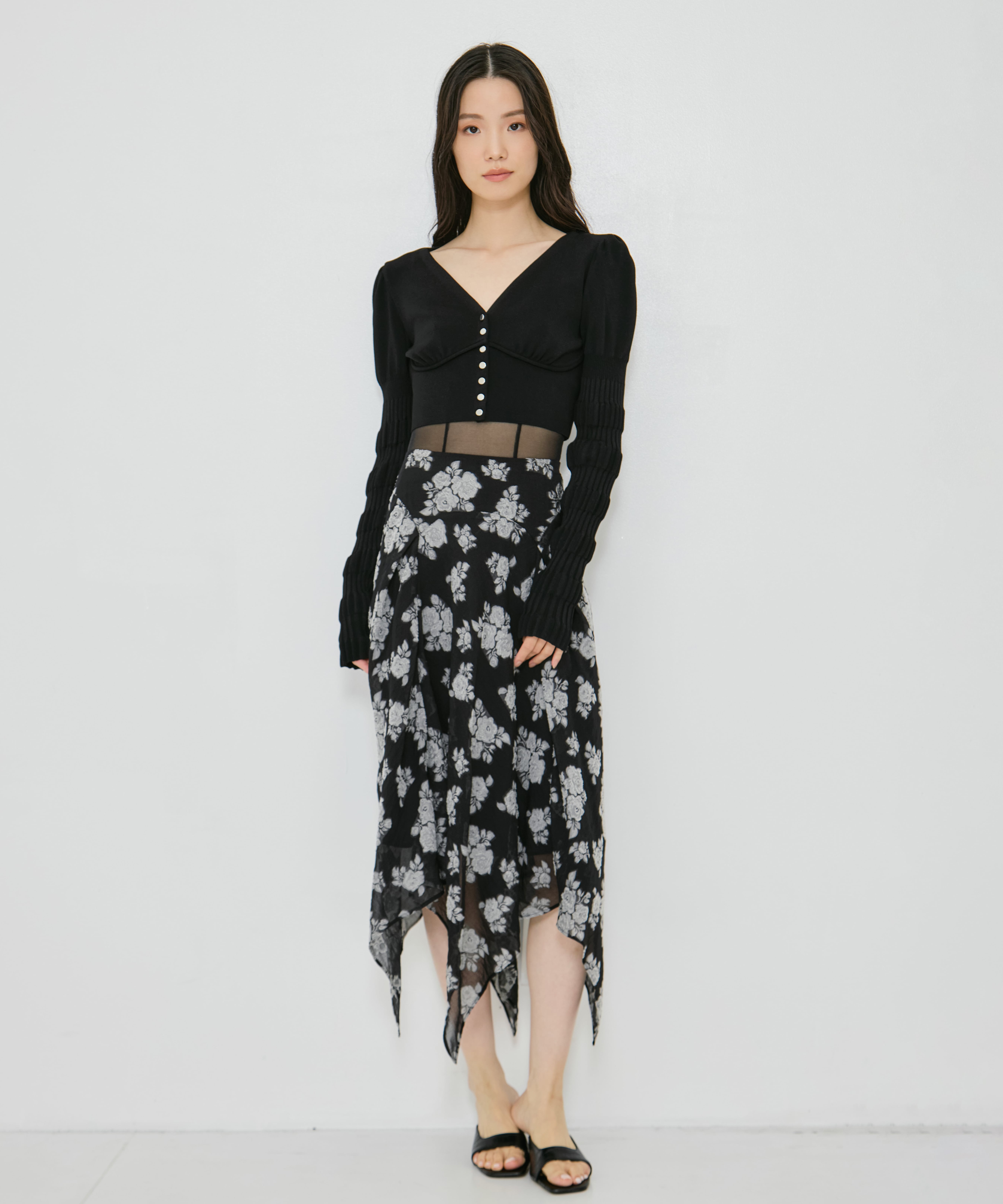 DRAPED FLORAL JACQUARD SKIRT FETICO