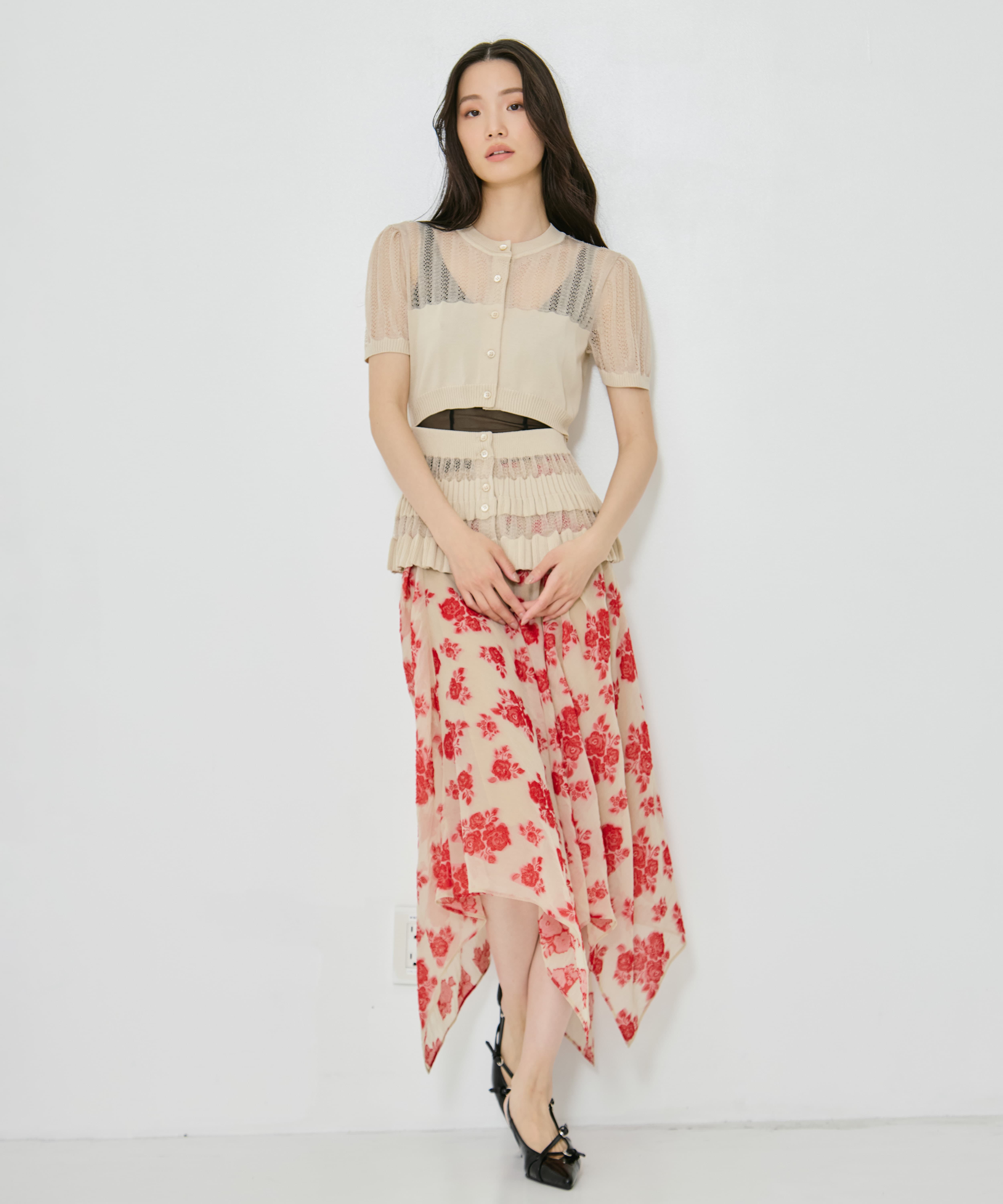 DRAPED FLORAL JACQUARD SKIRT FETICO