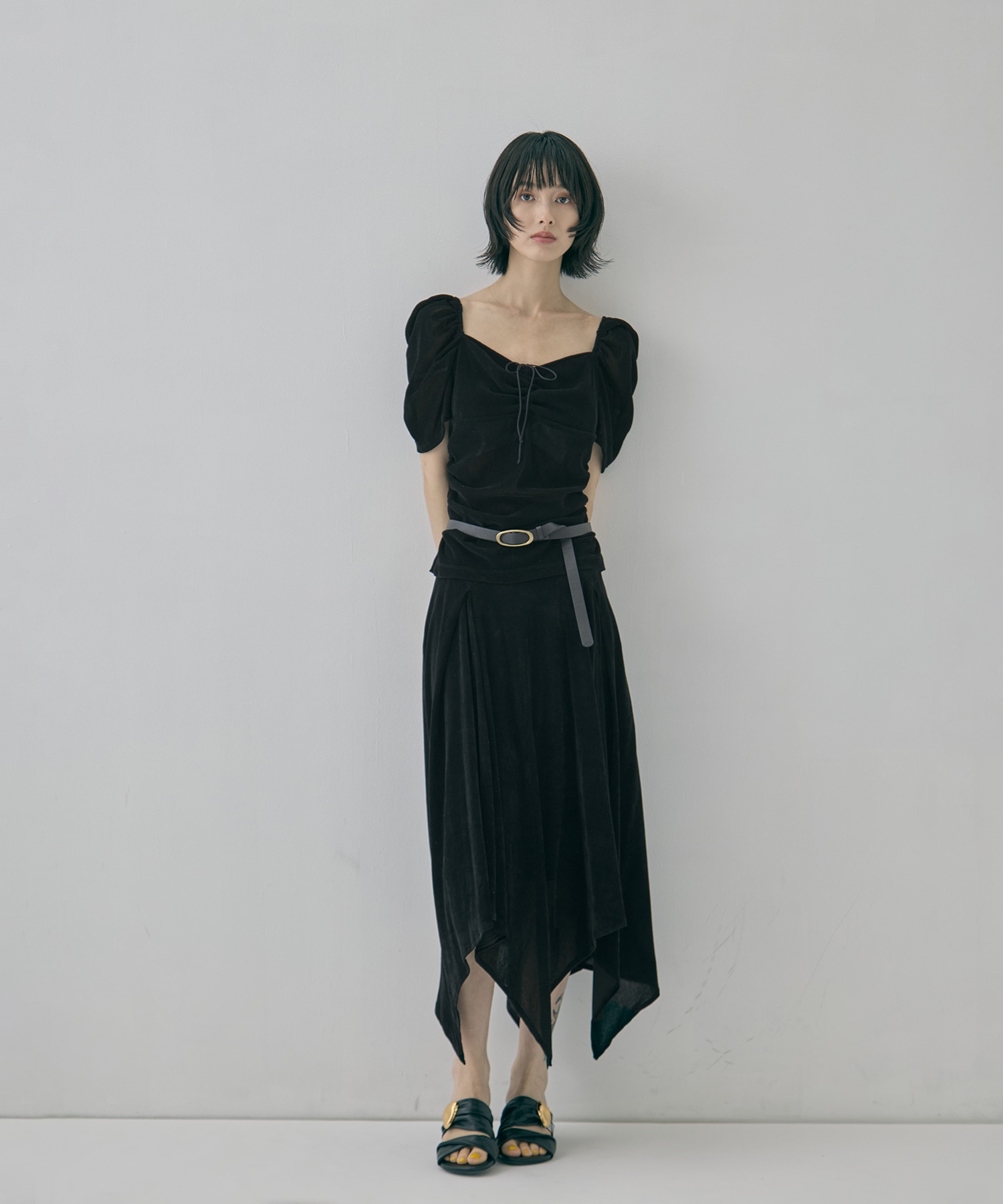 VELVET TULLE GATHERED SKIRT FETICO