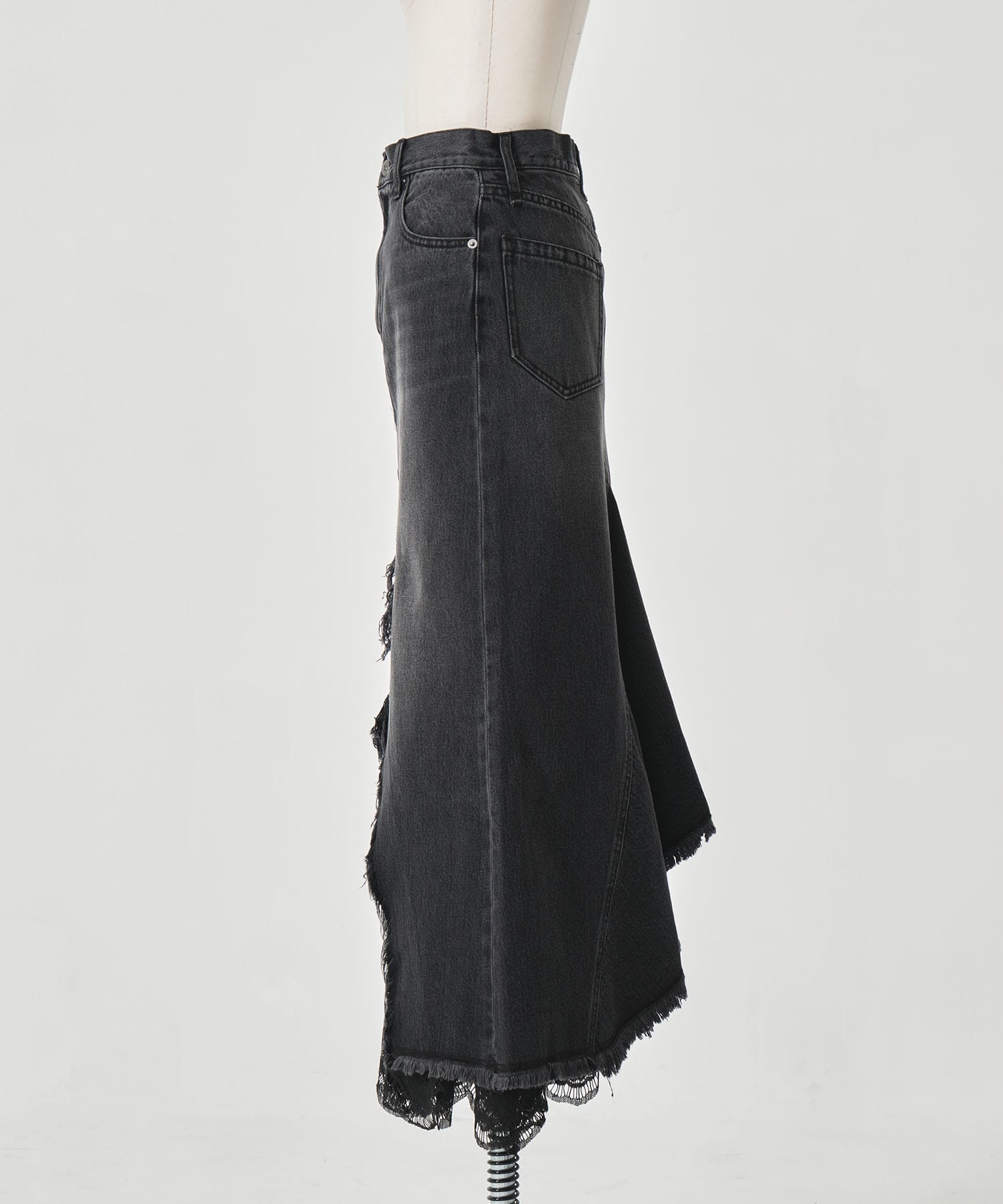 REMAKE LIKE DENIM LACE LAYERED SKIRT AMERI