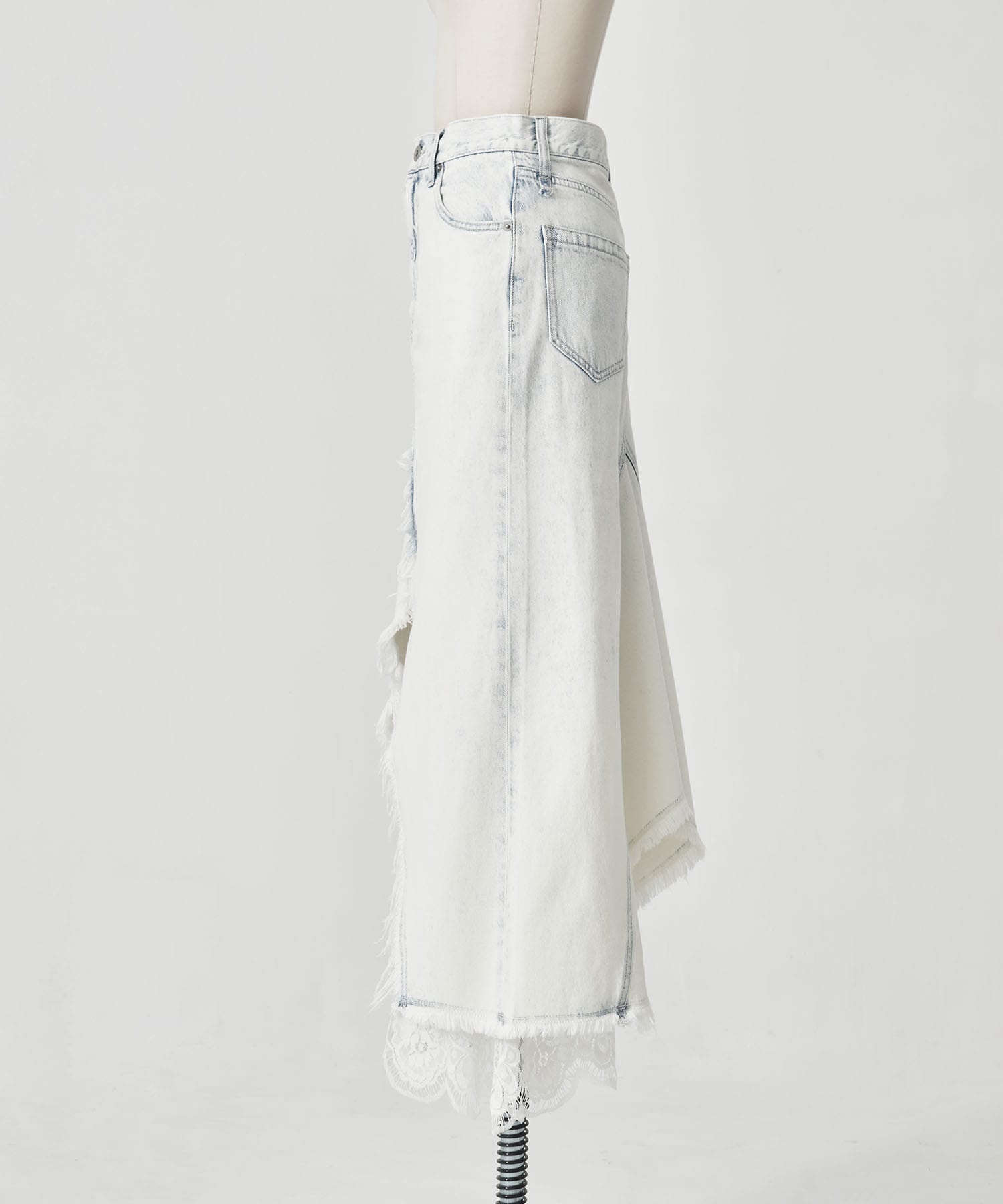REMAKE LIKE DENIM LACE LAYERED SKIRT AMERI