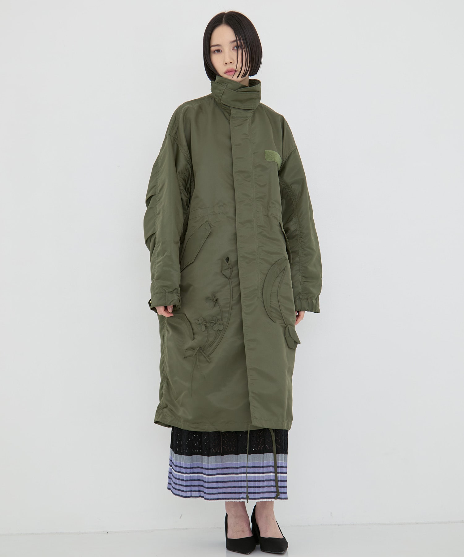 Nylon Twill 3D Embroidery Mods Coat Mame Kurogouchi