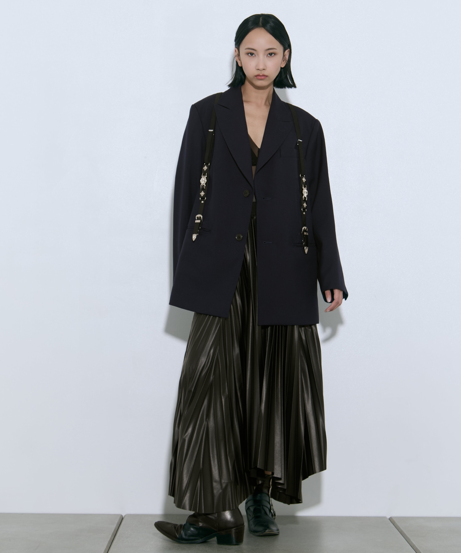 Metal leather suspenders TOGA