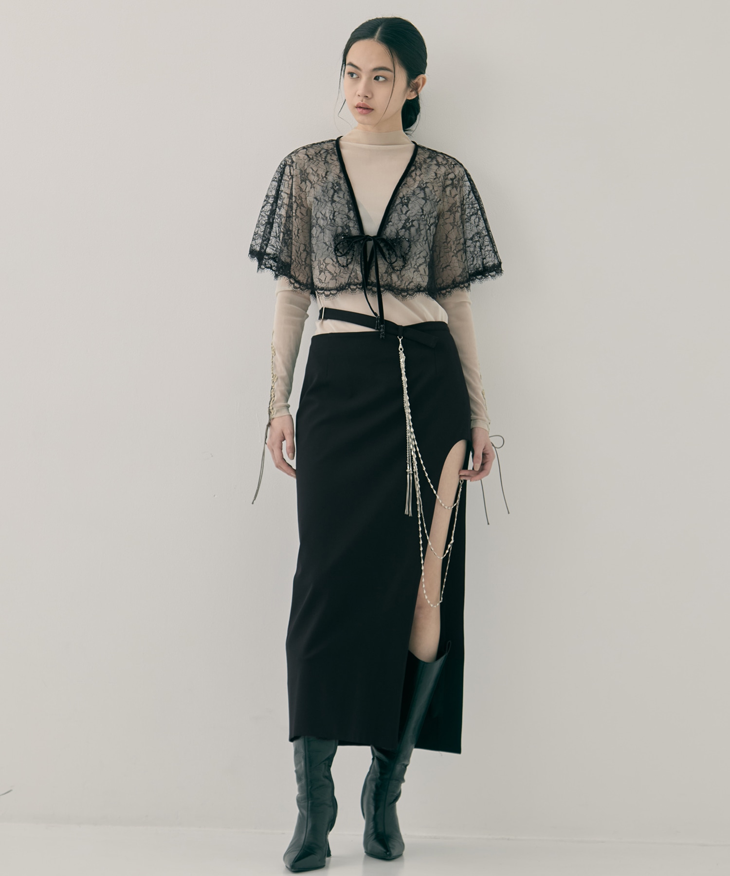 flower lace velvet ribbon cape tanakadaisuke