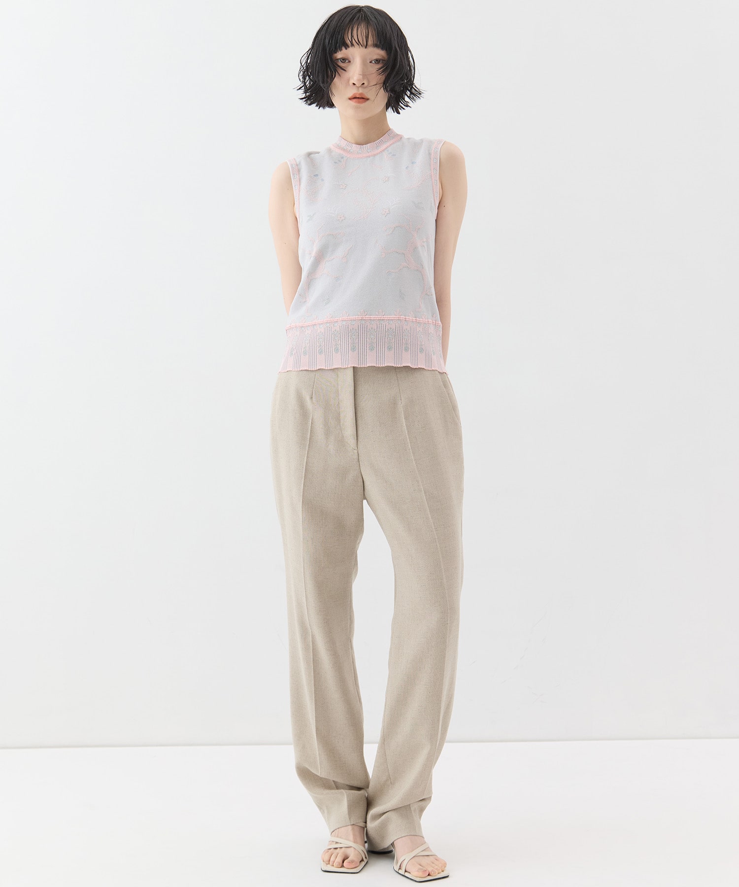 Layered Jacquard Sleeveless Knit Top Mame Kurogouchi