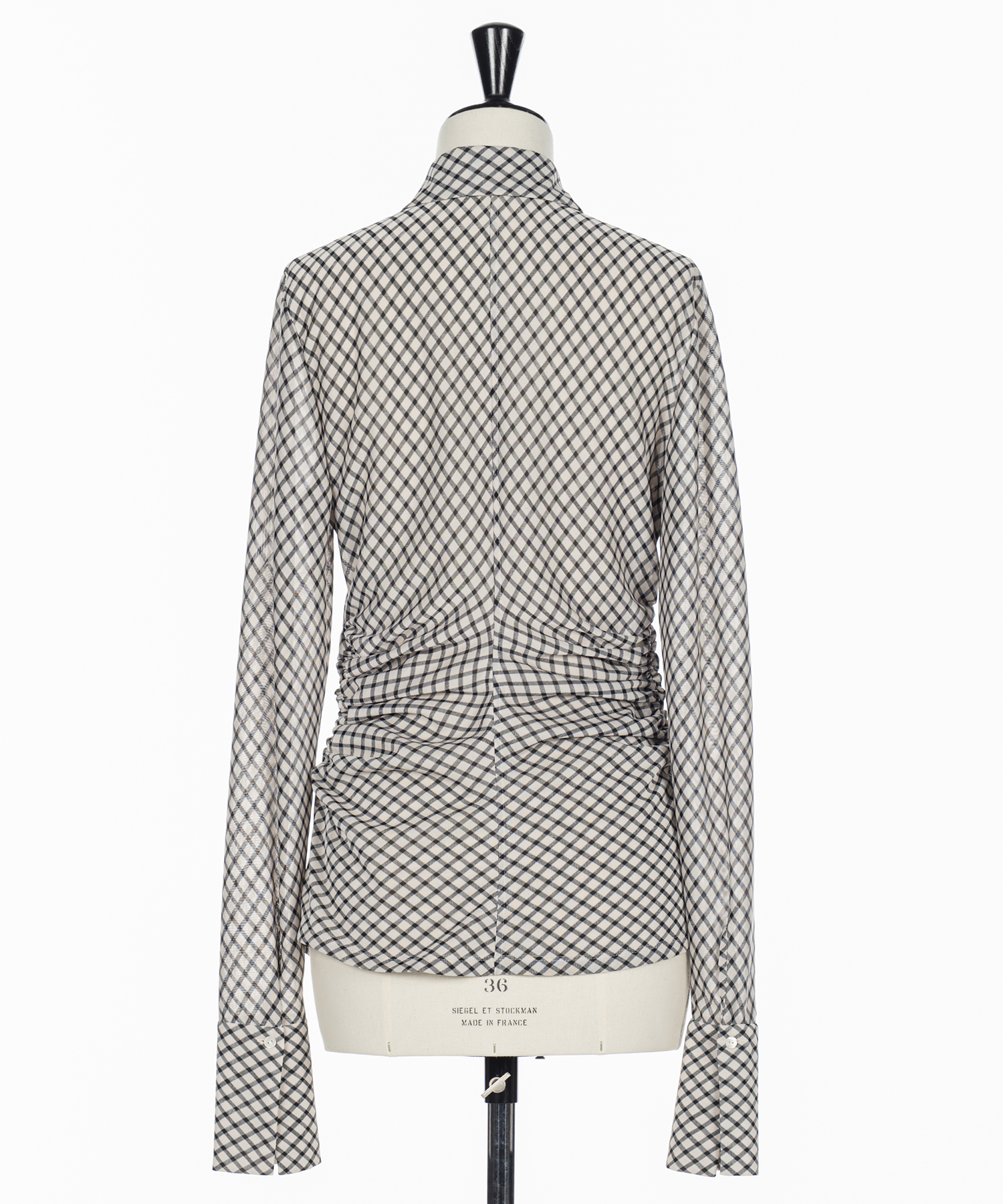 JERSEY CHECK WAIST-GATHERED SHIRT FETICO
