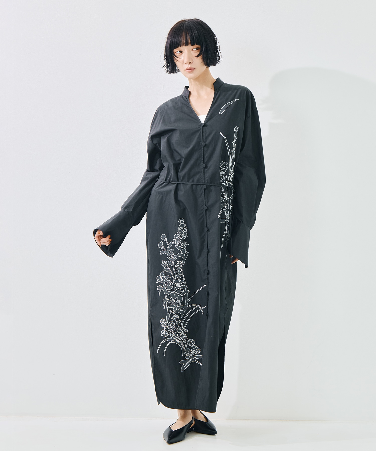 Washi Print Shirt Dress Mame Kurogouchi