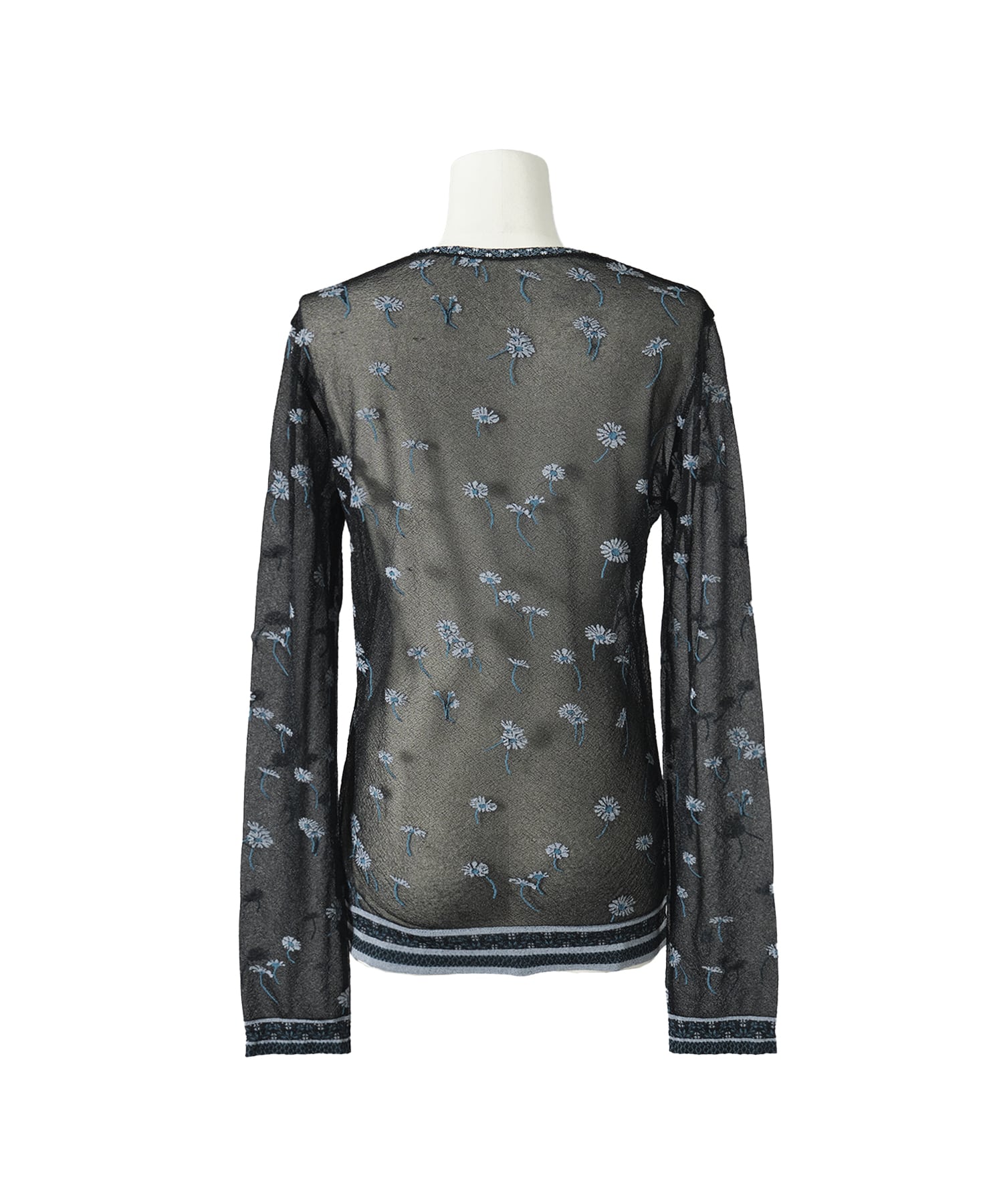 Floral Pattern Long Sleeve Sheer Knit Top Mame Kurogouchi