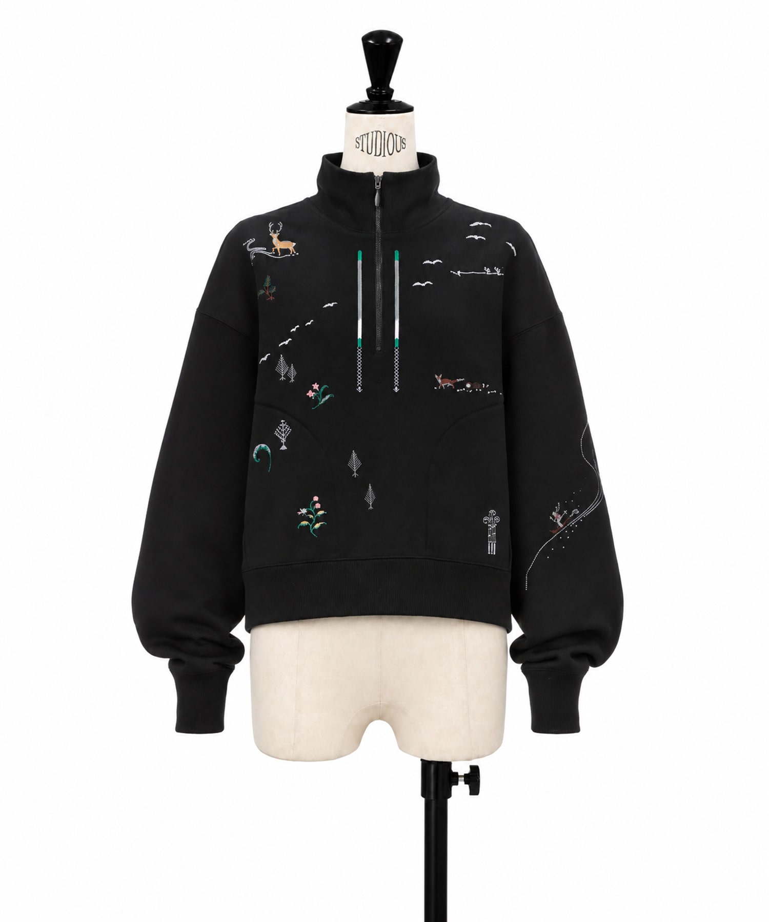 Landscape Embroidery Half Zipped Sweatshirt Mame Kurogouchi