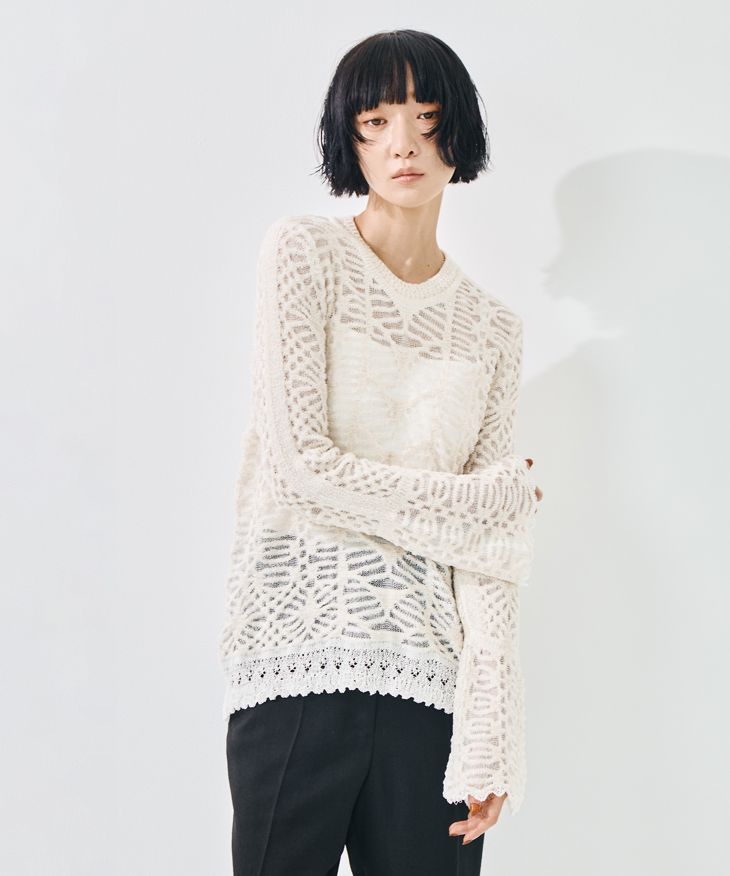 Sheer Jacquard Mole Knit Top Mame Kurogouchi