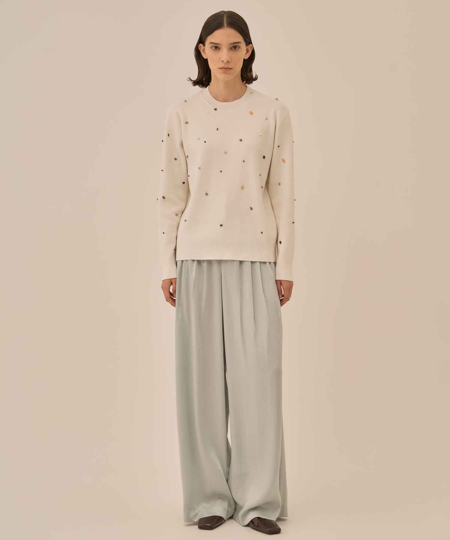 Aila glass beads& ores knit pullover AKIRANAKA