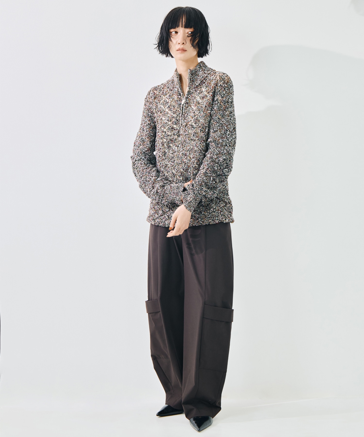MULTI-COLORED HALF-ZIP KNIT TAAKK