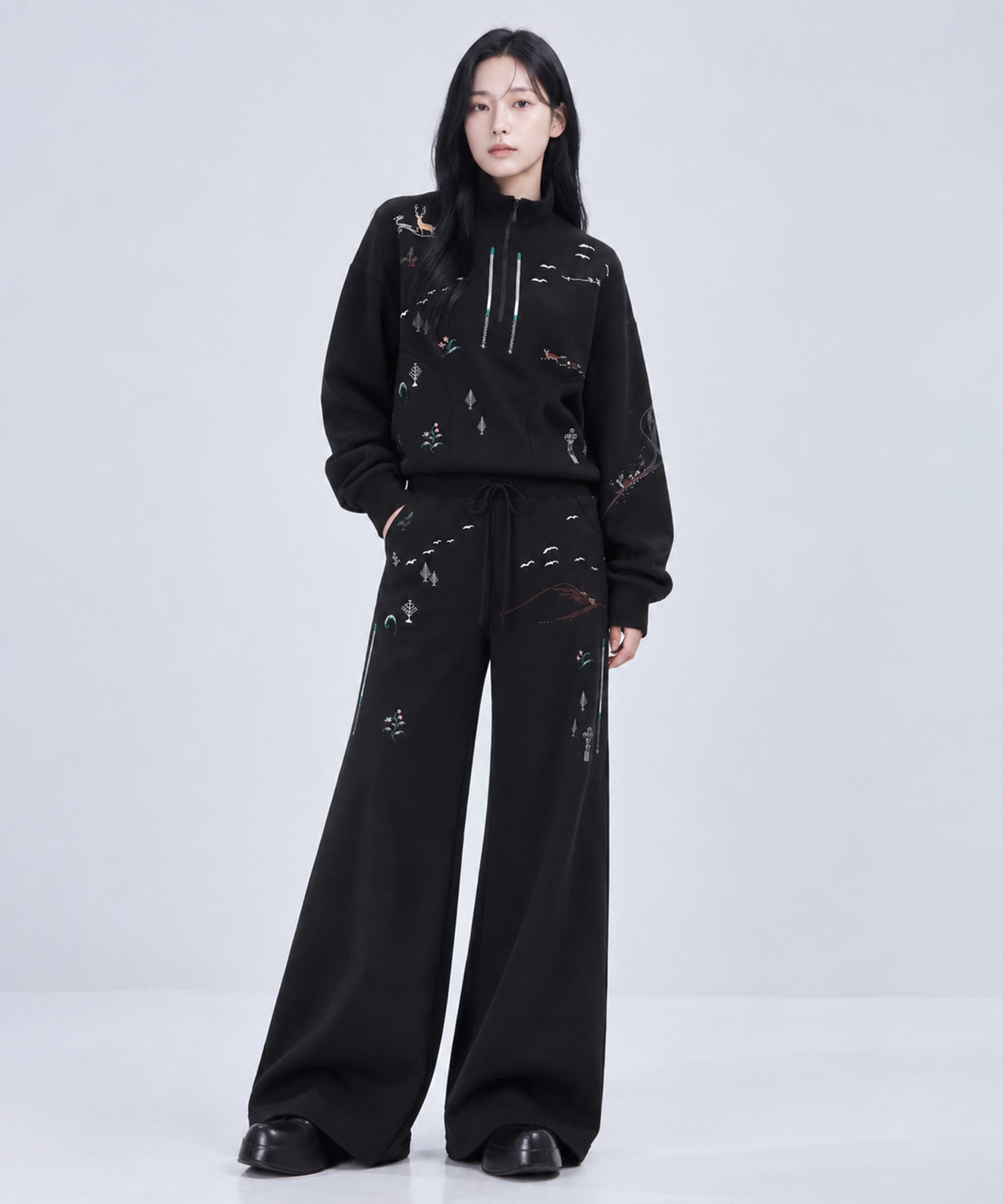 Landscape Embroidery Sweat Trousers Mame Kurogouchi