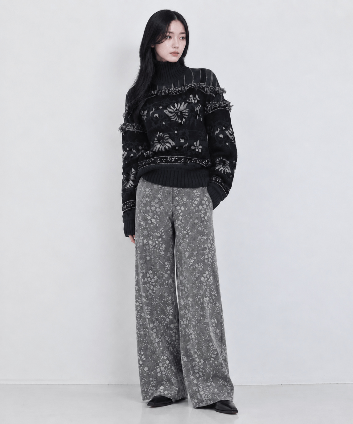 Floral Jacquard Denim Trousers Mame Kurogouchi