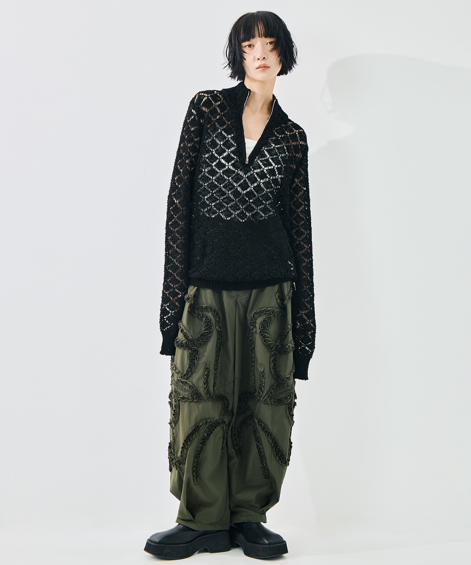WIDE TATOO EMBROIDERY PANTS TAAKK
