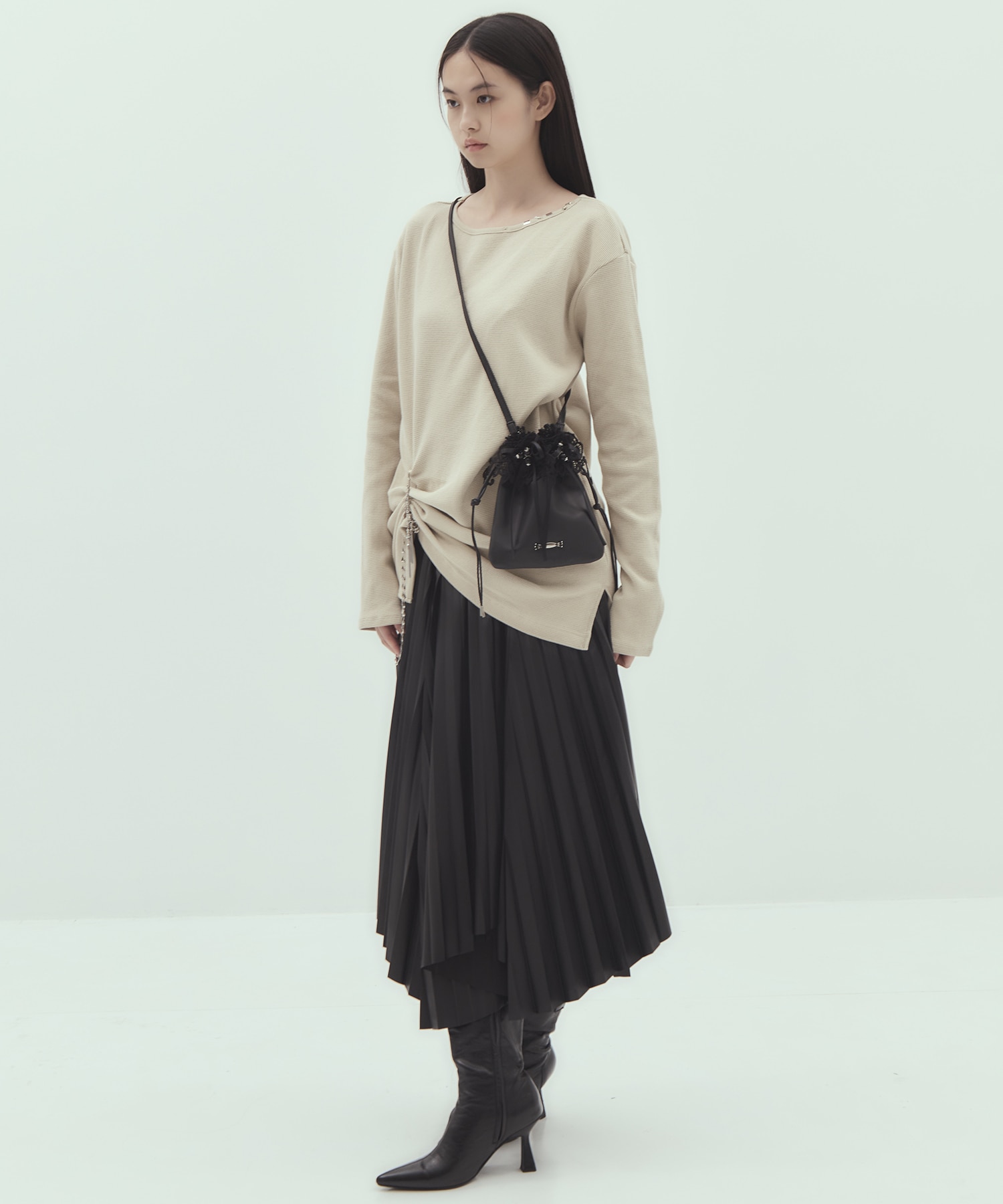 lace flower drawstring sacoche tanakadaisuke