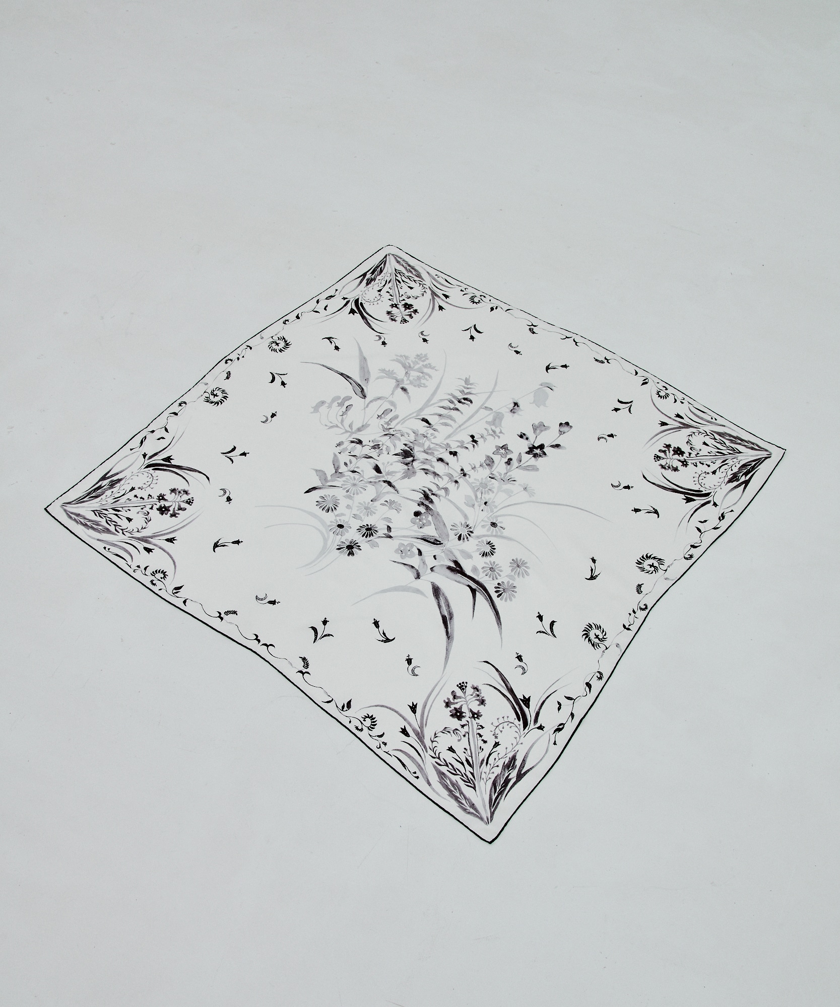 Hand Printed Silk Scarf Mame Kurogouchi