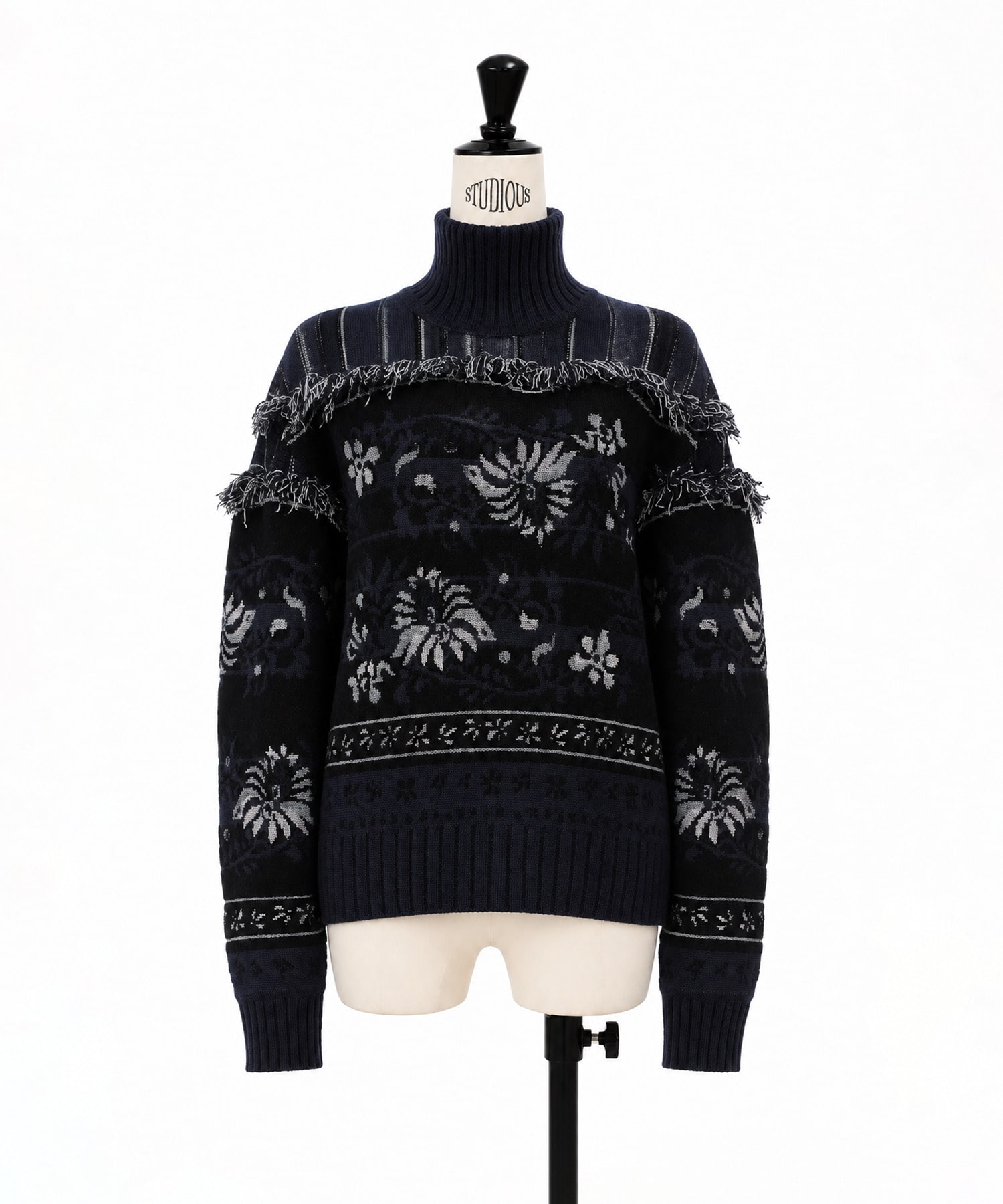 Floral Arabesque High Neck Knit Top Mame Kurogouchi