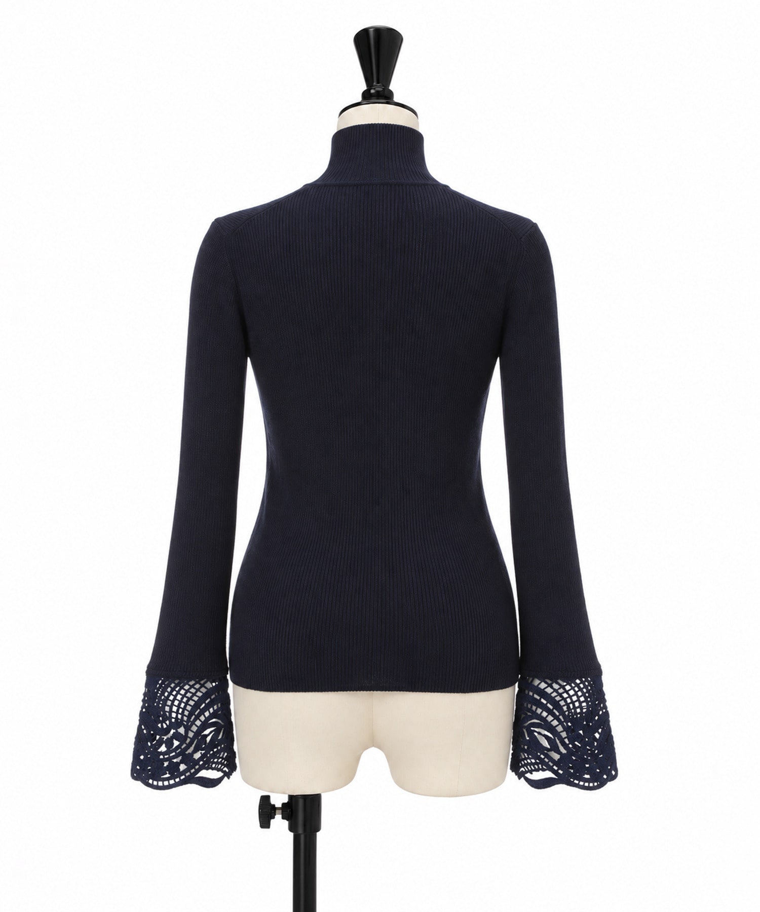 Embroidery Cuff High Neck Knit Top Mame Kurogouchi