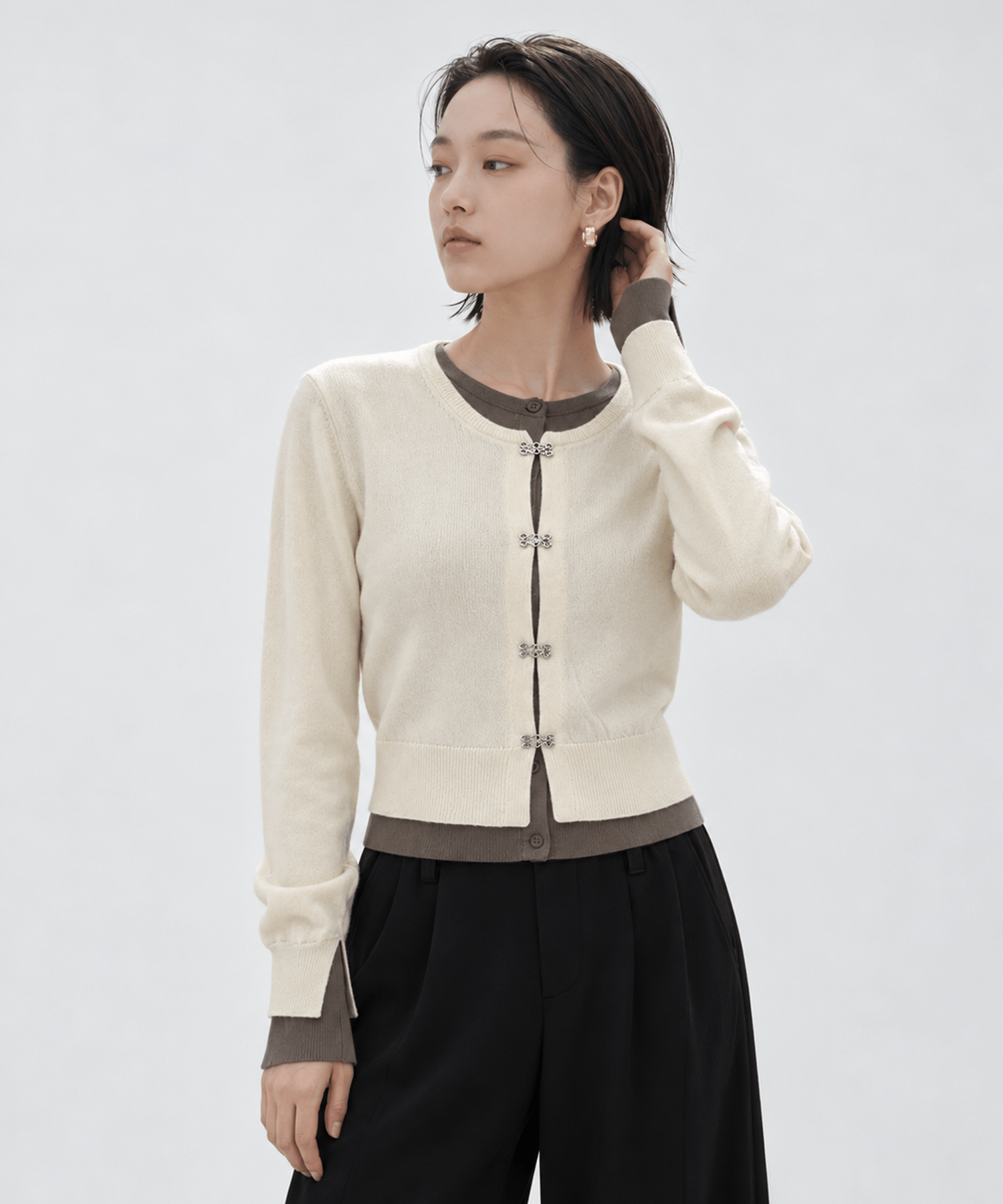 Double Layer Knit Cardigan STUDIOUS