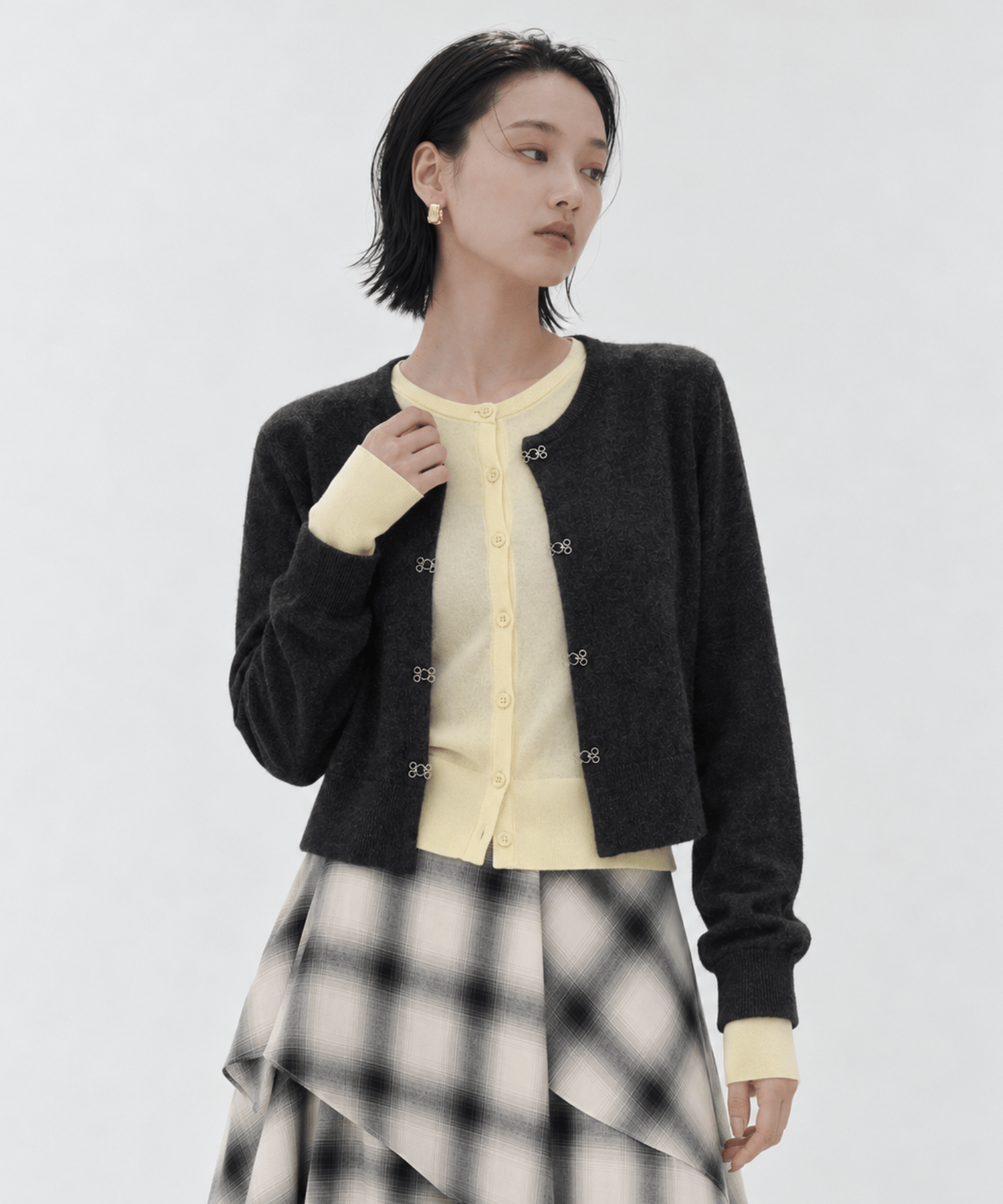 Double Layer Knit Cardigan STUDIOUS