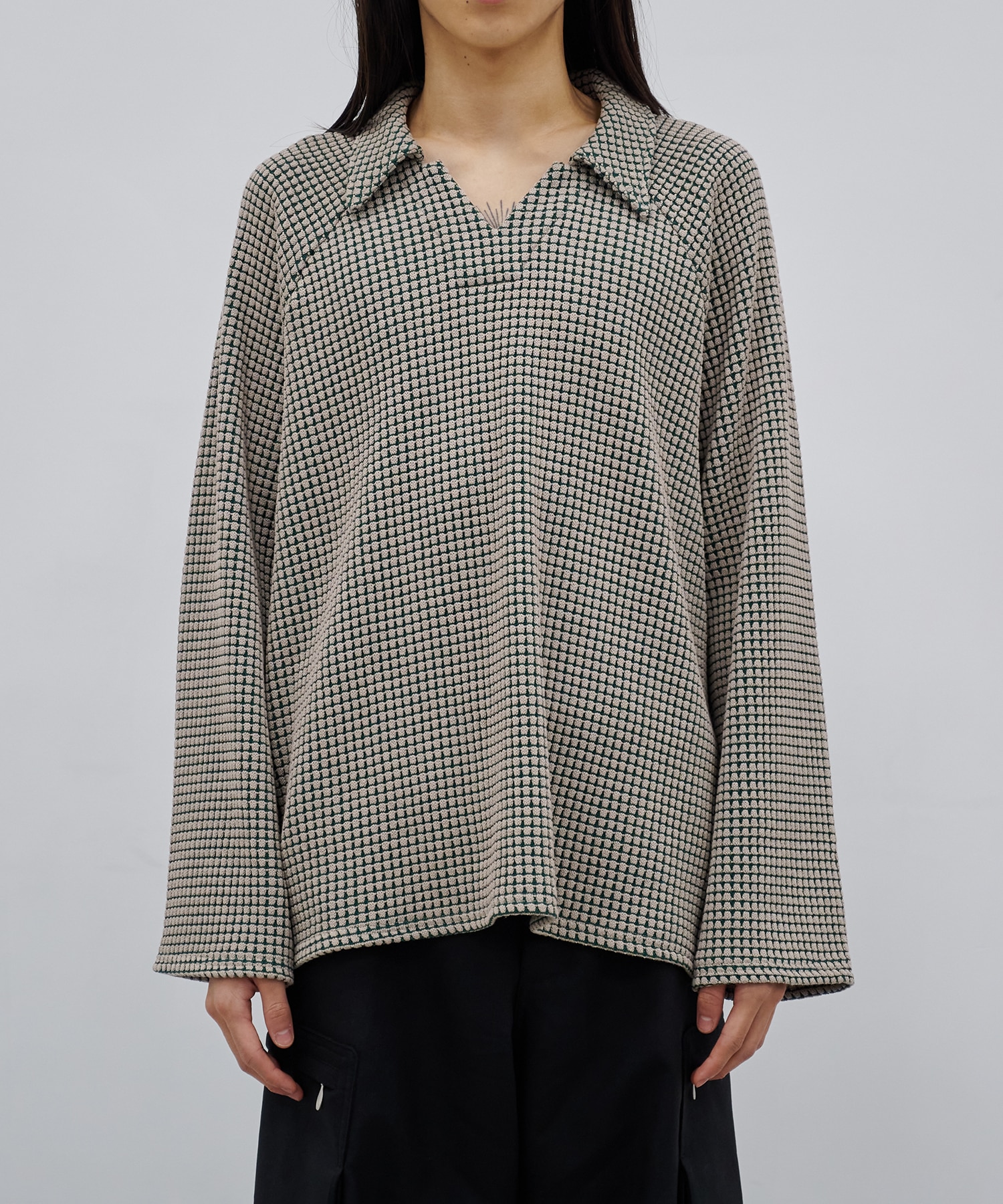 別注 Big Waffle V-Neck Shirt MATSUFUJI