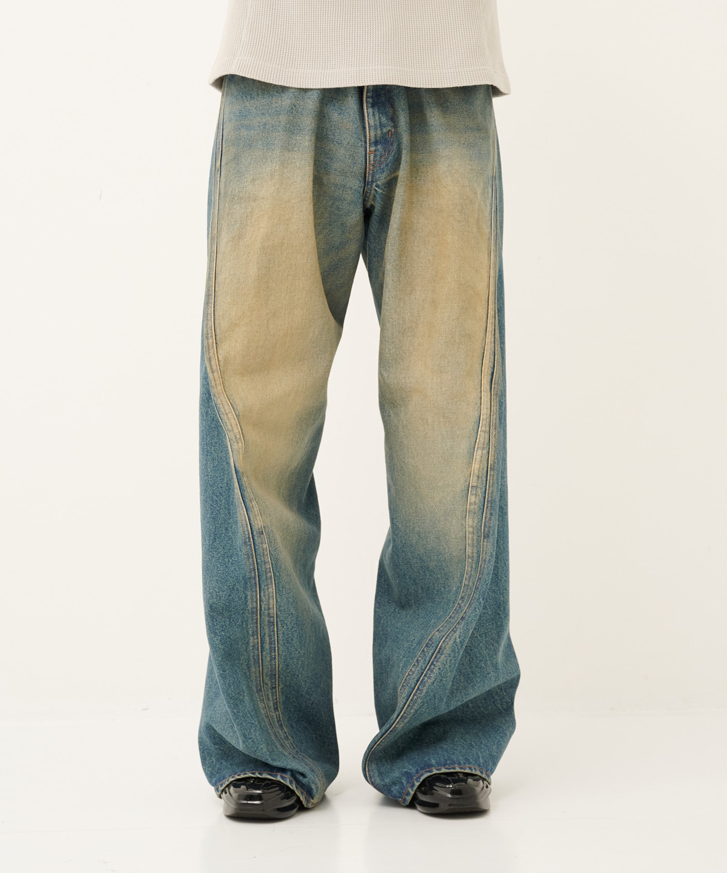 別注 復刻3D TWIST WIDE LEG JEANS NVRFRGT