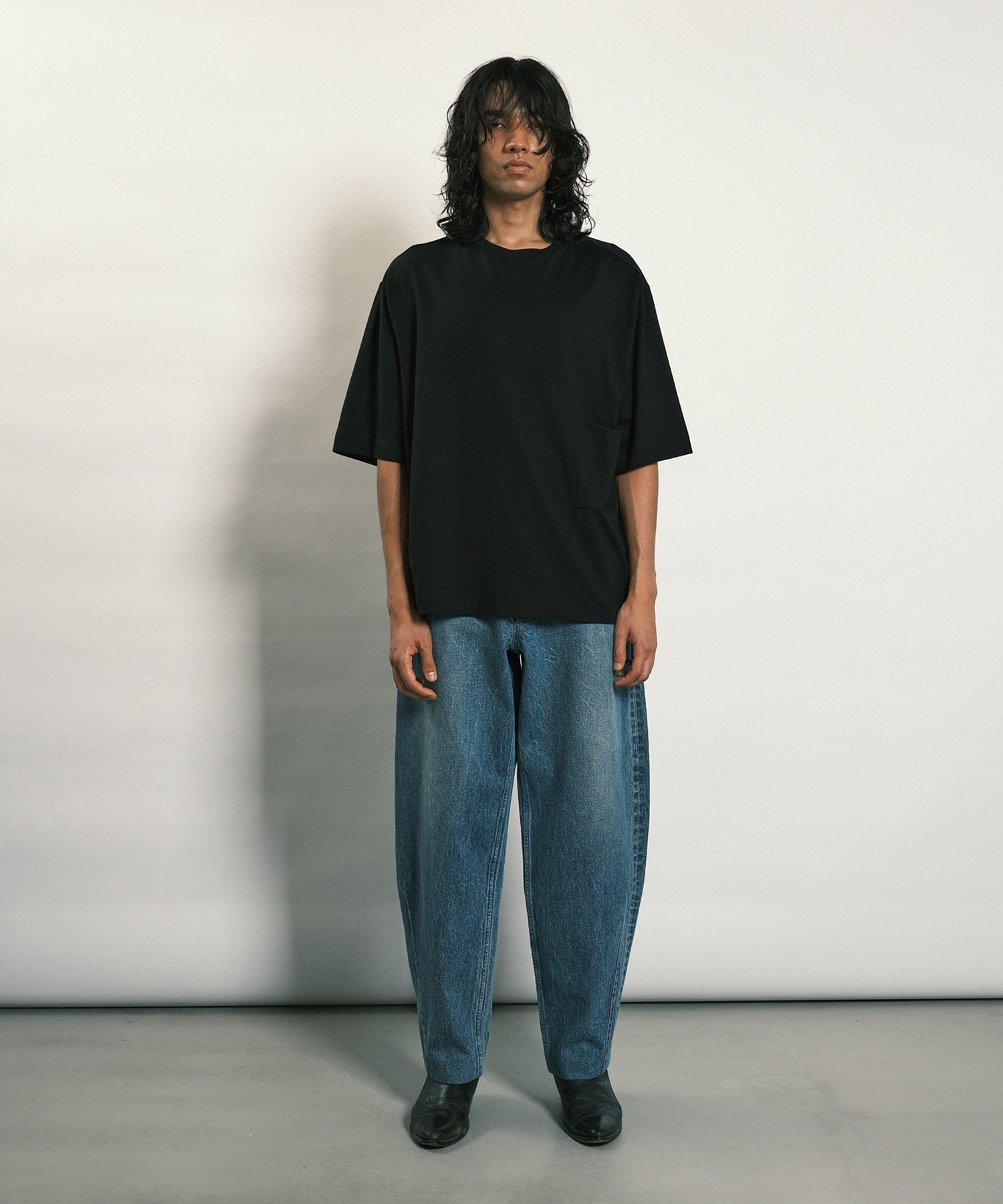 TAPERED JEAN TROUSERS MID BLUE TANAKA