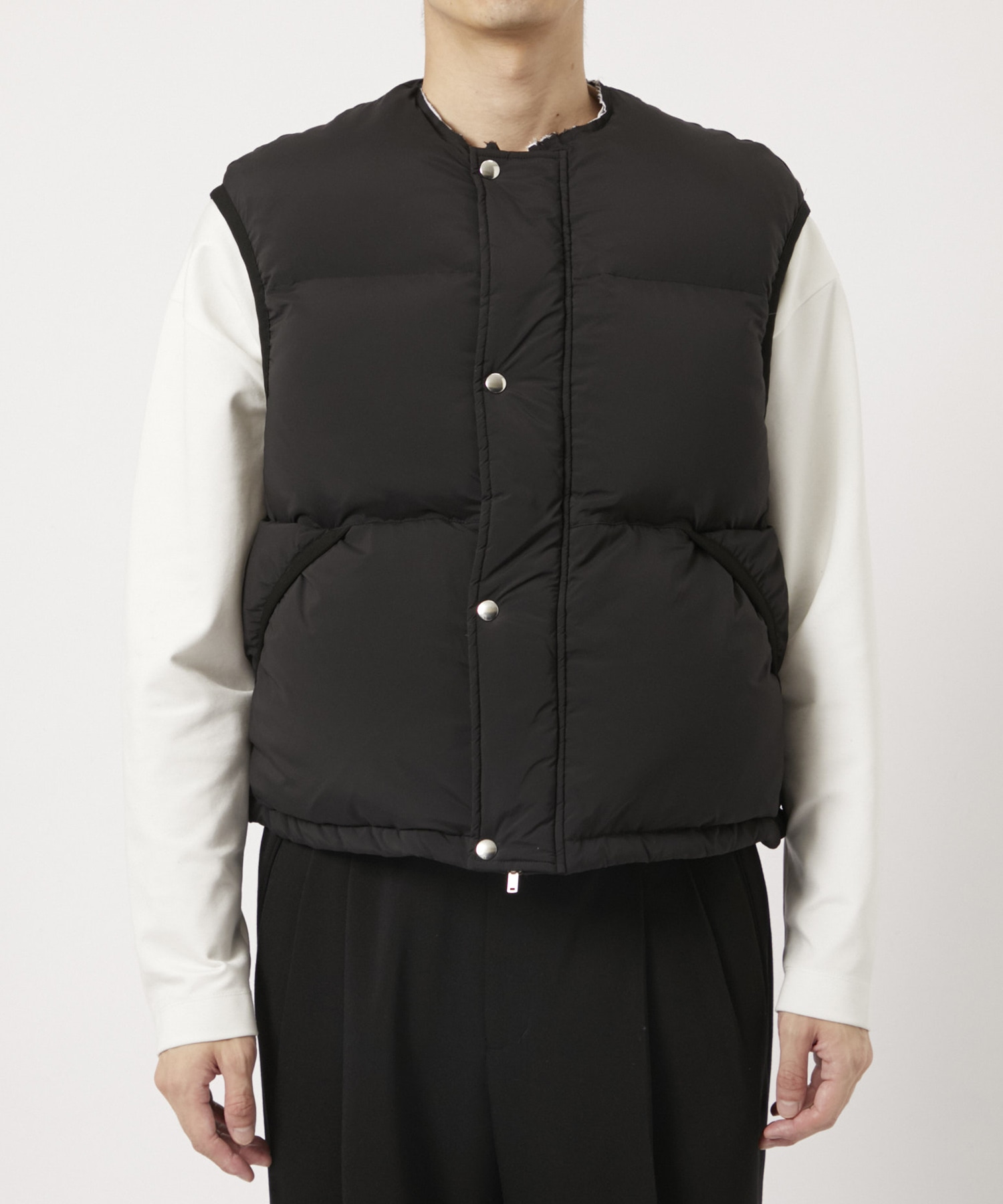 別注 Collarless Down Vest Jacket soe