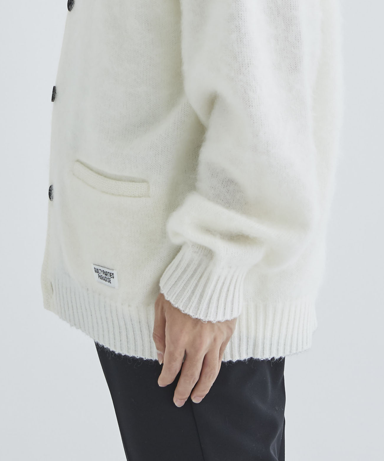 WACKOMARIA /LEOPARD MOHAIR CREW NECK SWEATER (WHITE）[23SS-WMK