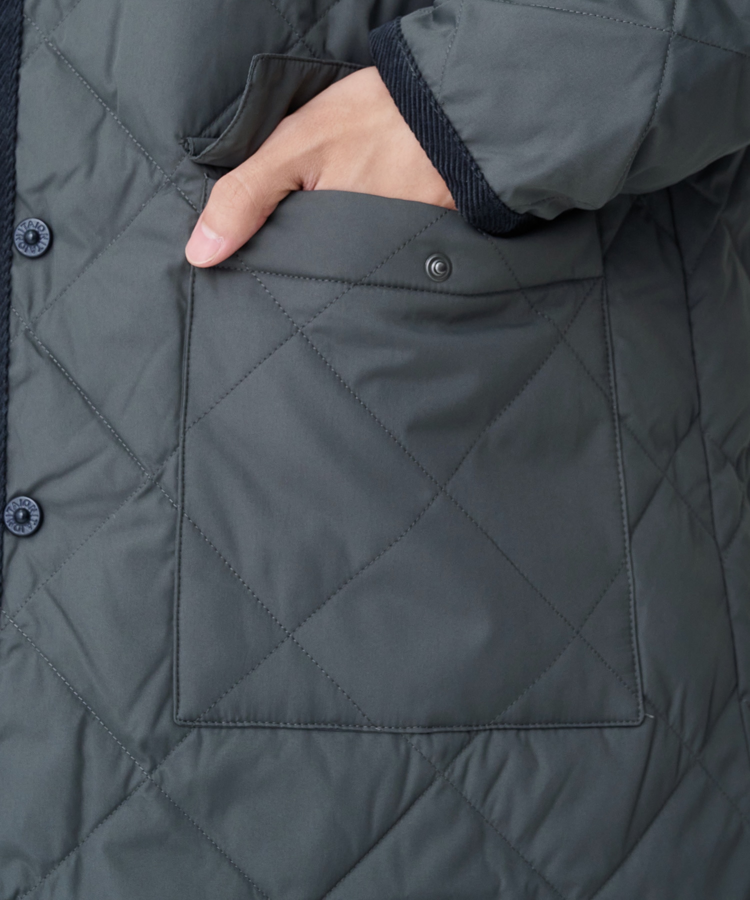 PIPING HOOD LONG DOWN COAT TAION/TAION EXTRA