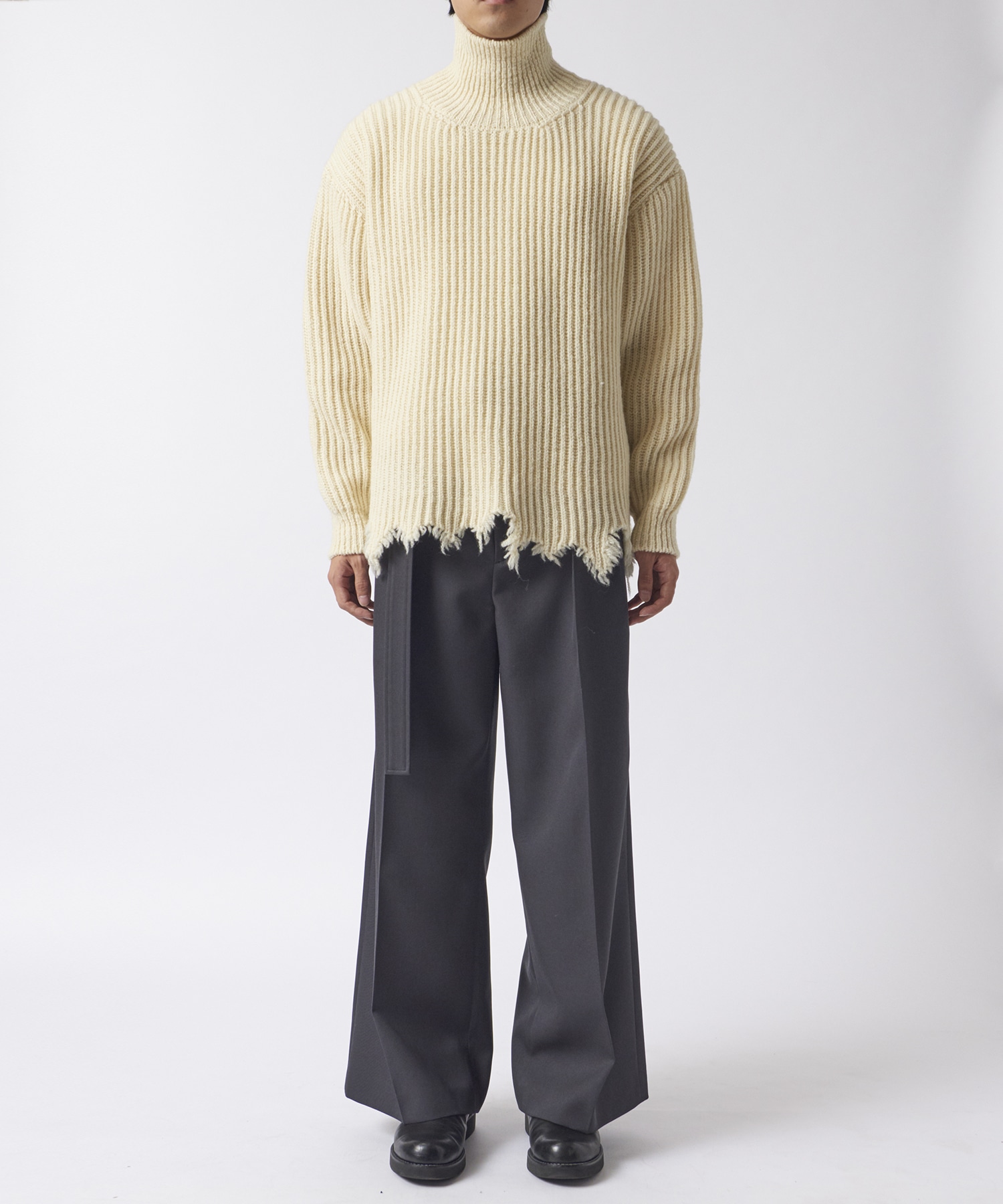 Wool broken knit high neck sweater 08sircus