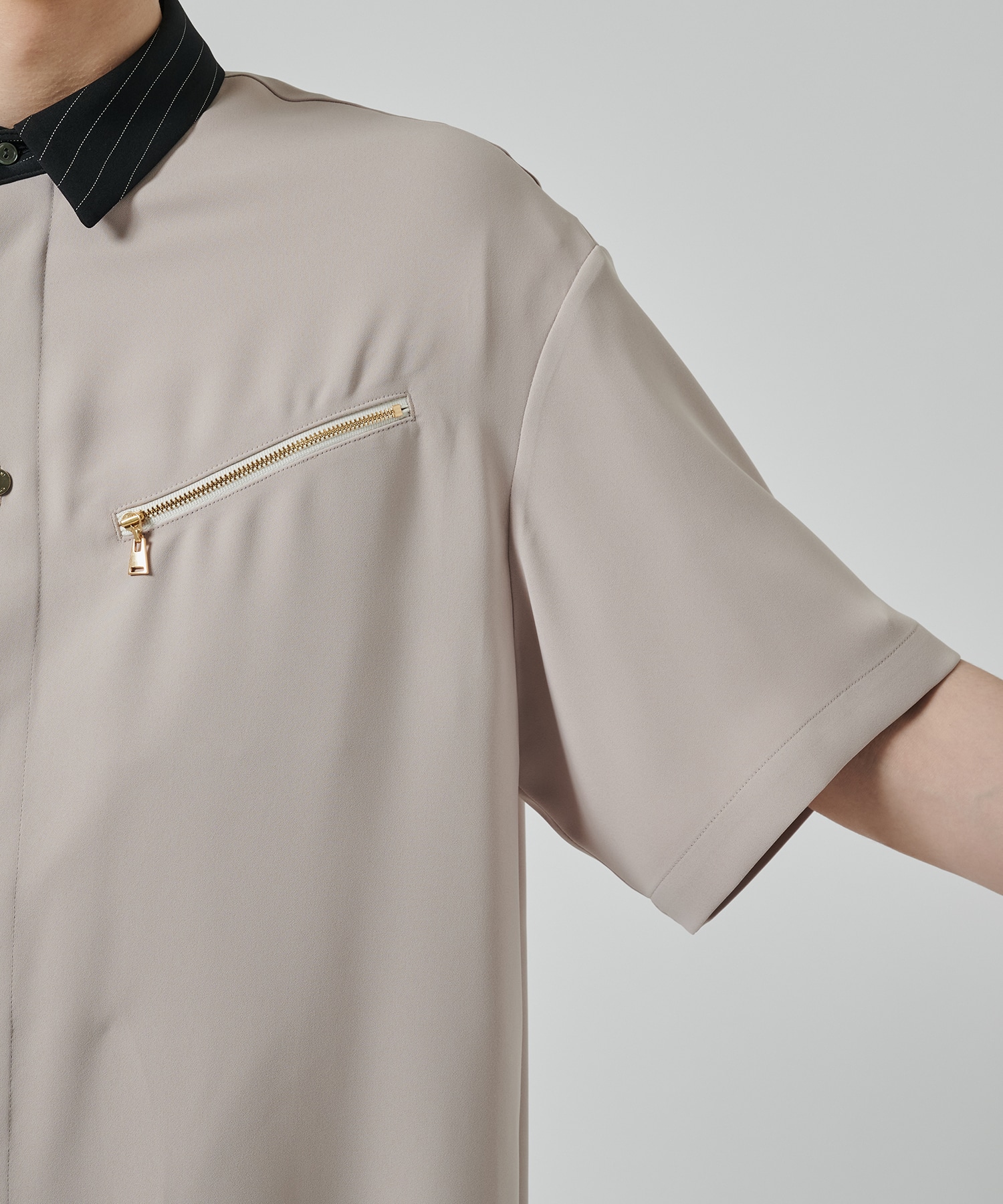 Double Satin Bi Color Short Sleeve Shirt CULLNI