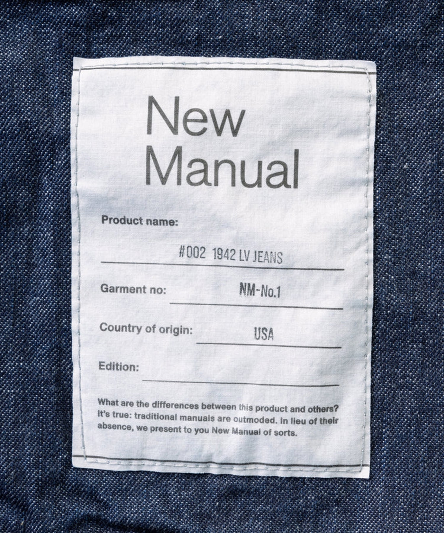 1942 LV JEANS ONE-WASHED New Manual
