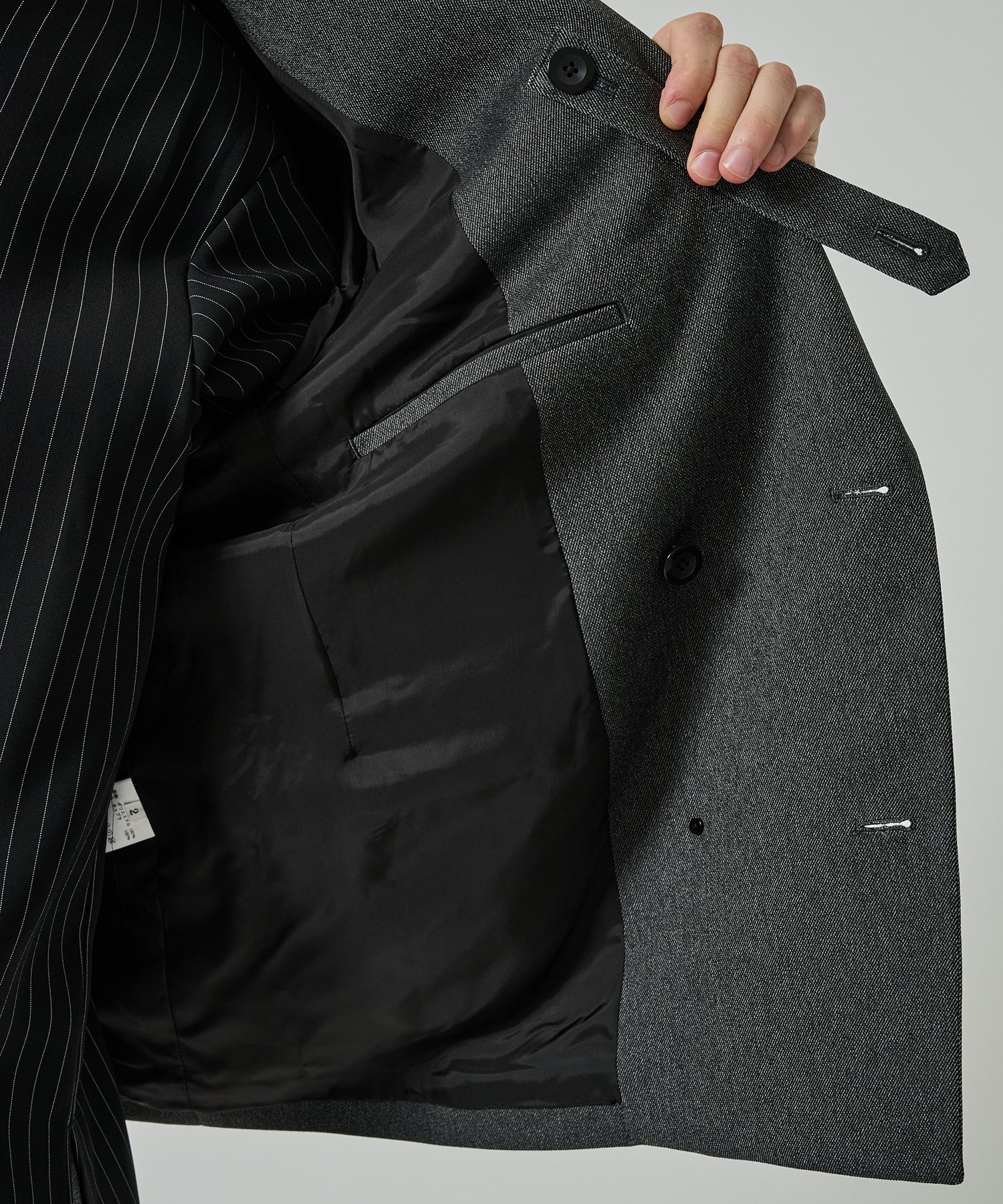Faux Denim Slant Belt Tailored Jacket CULLNI