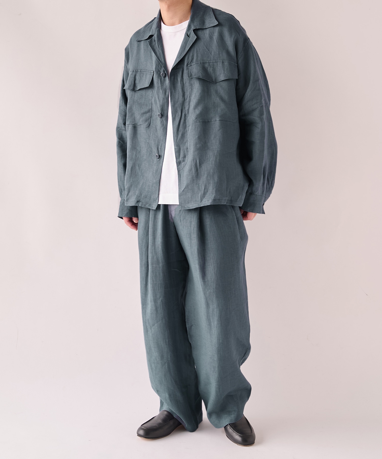 別注 LINEN TROPICAL WIDE LEG EASY PANTS MARKAWARE/marka