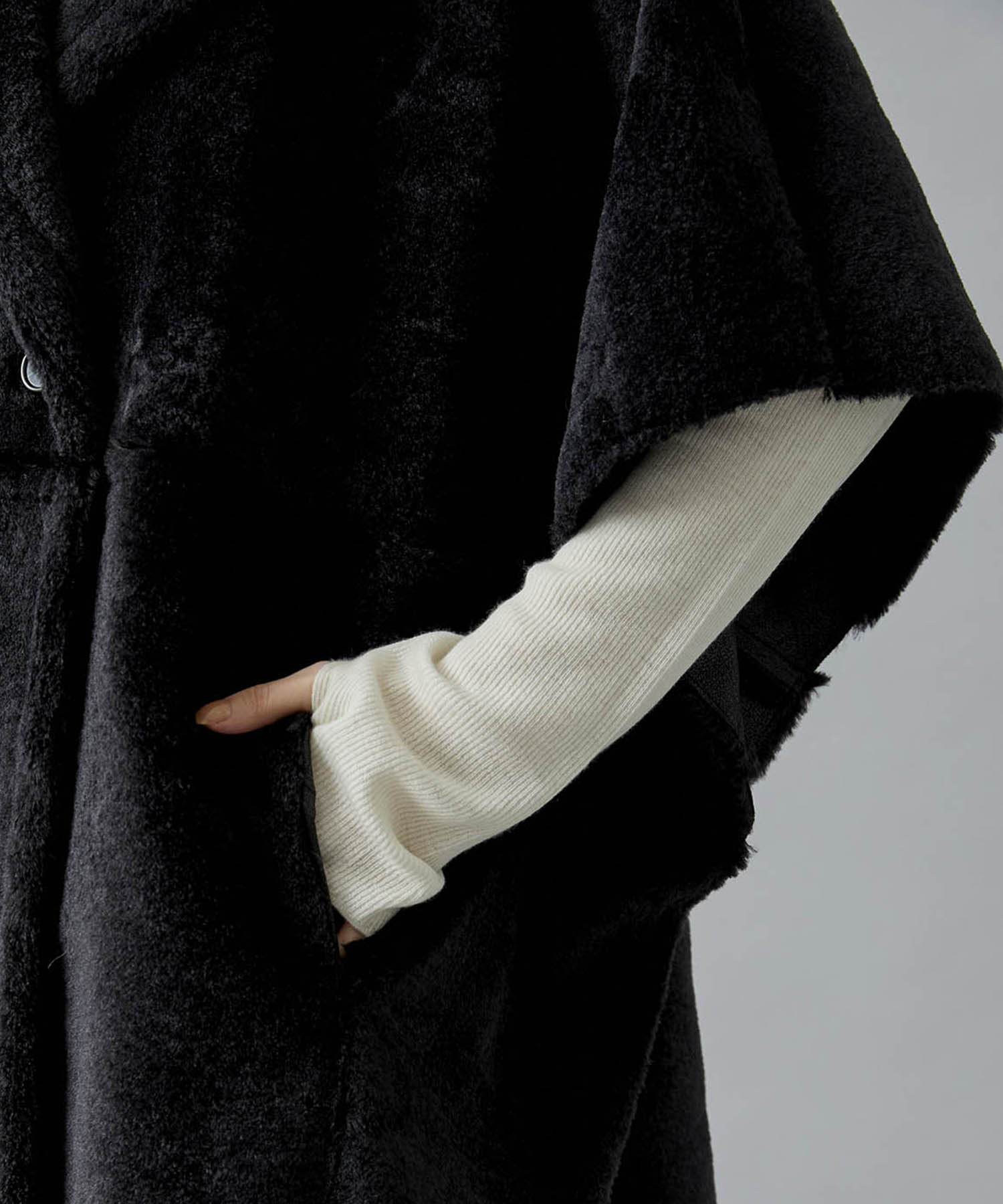 REVERSIBLE BOA PONCHO COAT