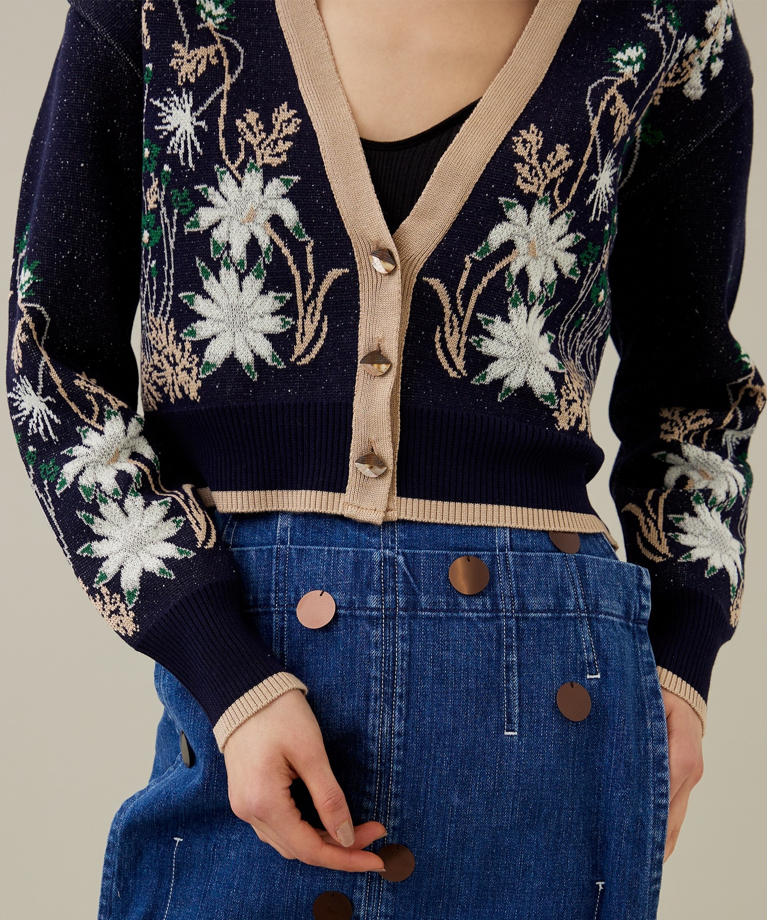 Garden flower knit cardigan(FREE NAVY): MURRAL: WOMENS｜ STUDIOUS 