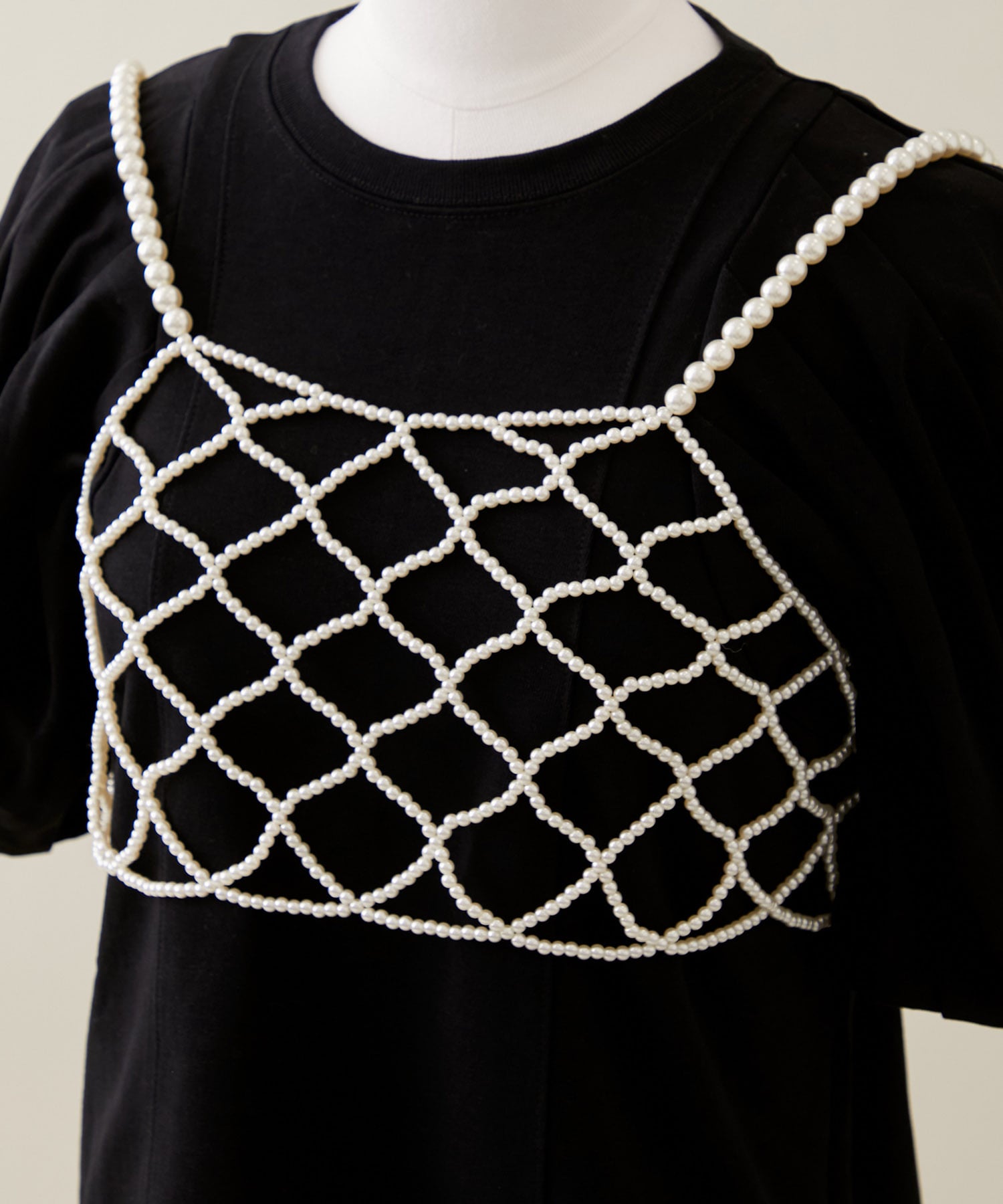 Ameri RHOMBUS PEARL BUSTIER パールビスチェ-