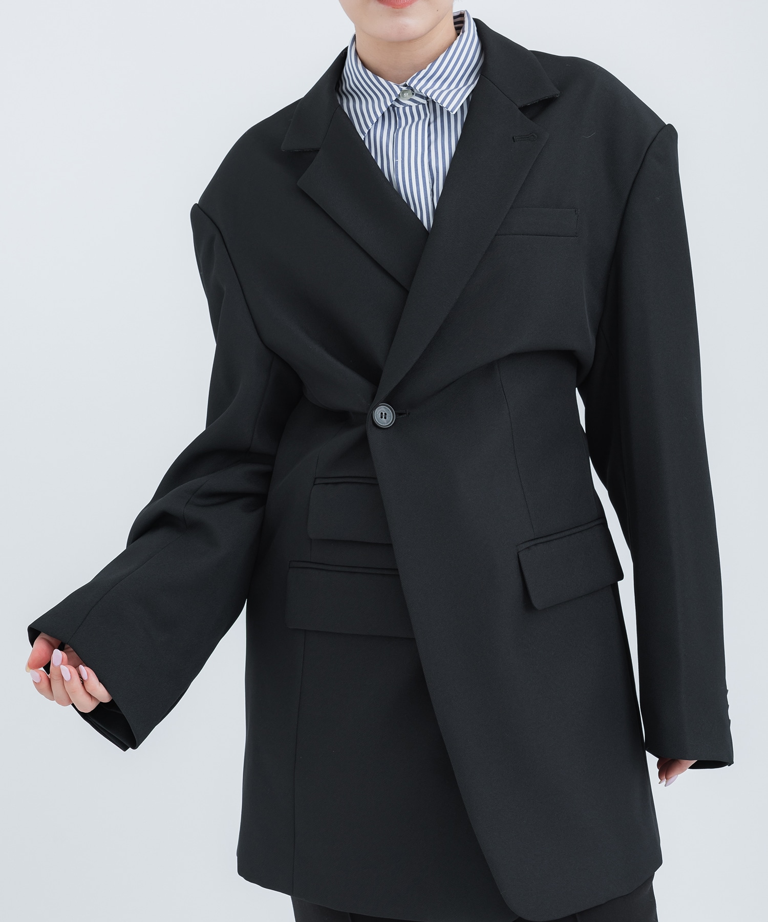 Oversized Tailored Jacket(1 BLACK): STUDIOUS: WOMENS｜ STUDIOUS