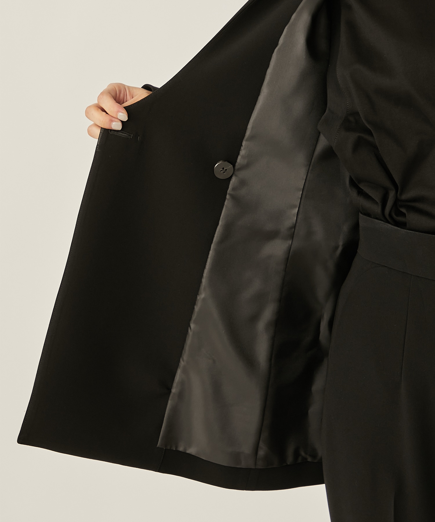 Collarless Double Breasted Suit Jacket(1 BLACK): Mame Kurogouchi