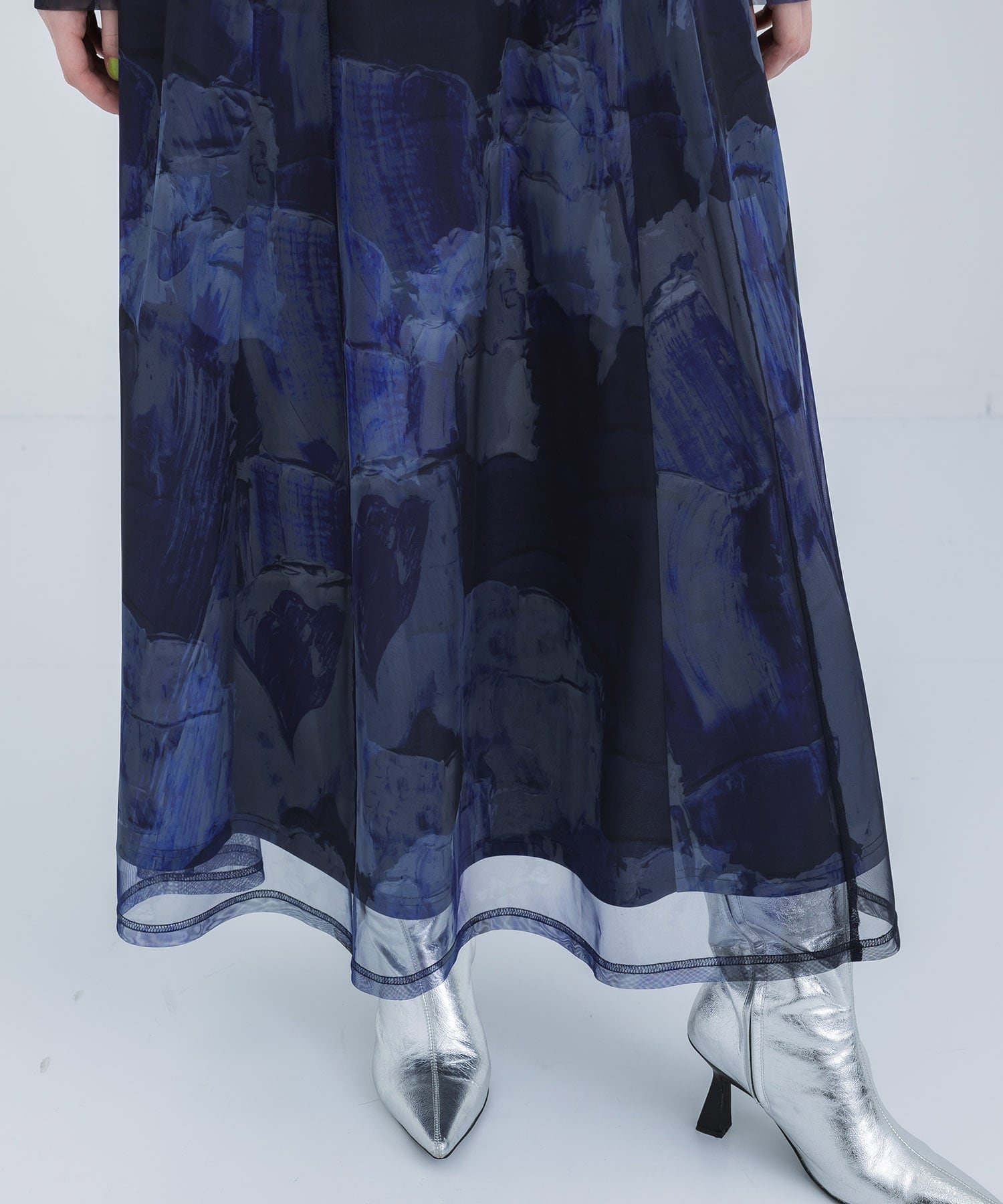 別注UND GYPSUM ART DRESS(S D/BLUE): AMERI: WOMENS｜ STUDIOUS 