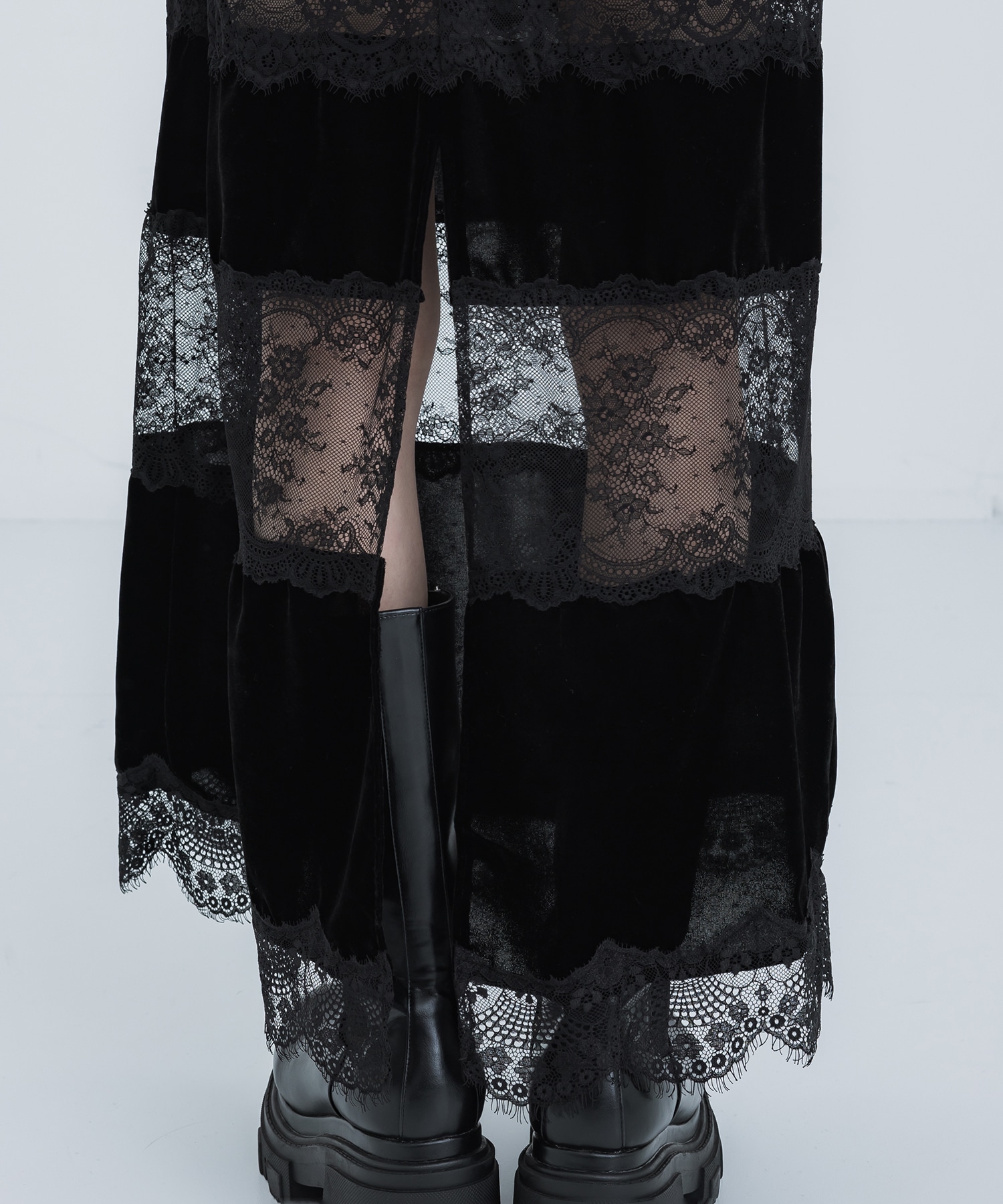 別注 black lace velour camisole dress tanakadaisuke