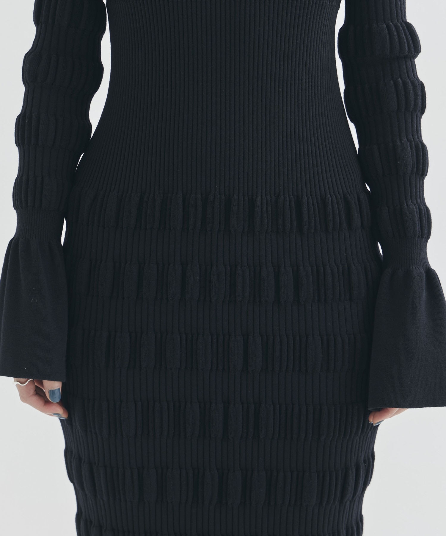 STRIPE KNIT  OFF-SHOULDER DRESS FETICO