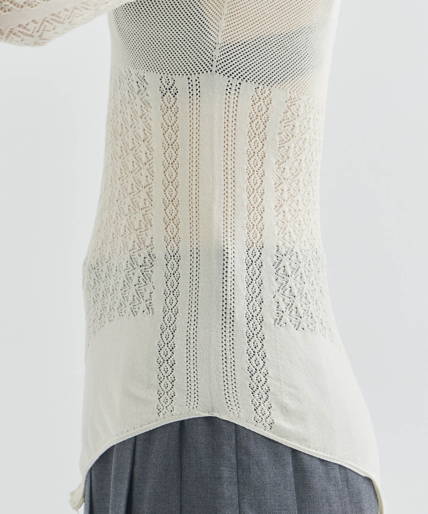 LACE KNIT HIGH NECK BODYSUIT FETICO