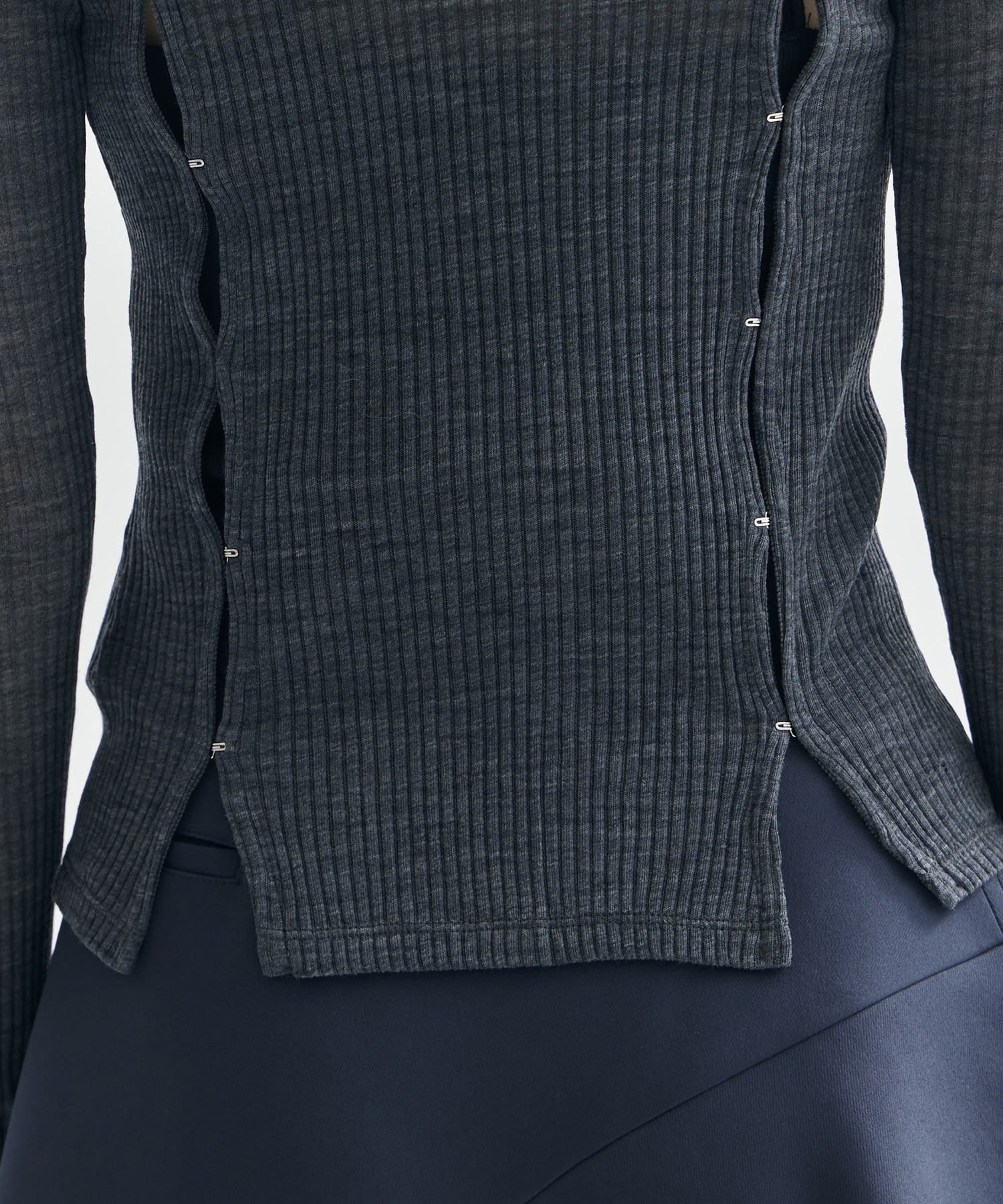 WOOL RIB HI-NECK TOP WITH HOOK JOHN LAWRENCE SULLIVAN